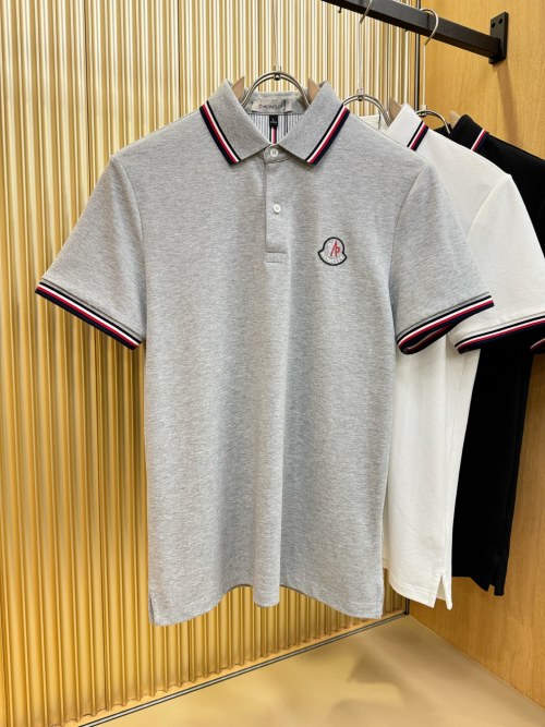 Moncler Men's Polo Shirt - Short Sleeve Pique Cotton with Logo
