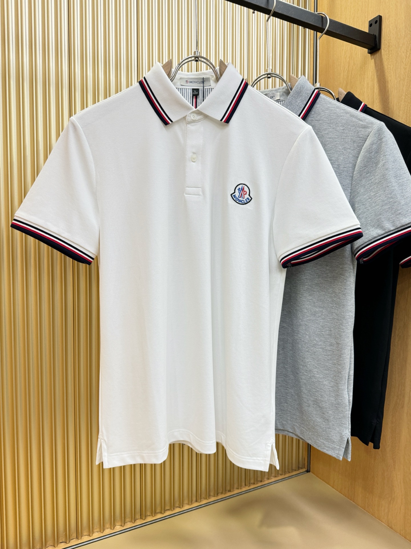 Moncler Men's Polo Shirt - Short Sleeve Pique Cotton with Striped Trim 2 i1749383588131 4742 0 0
