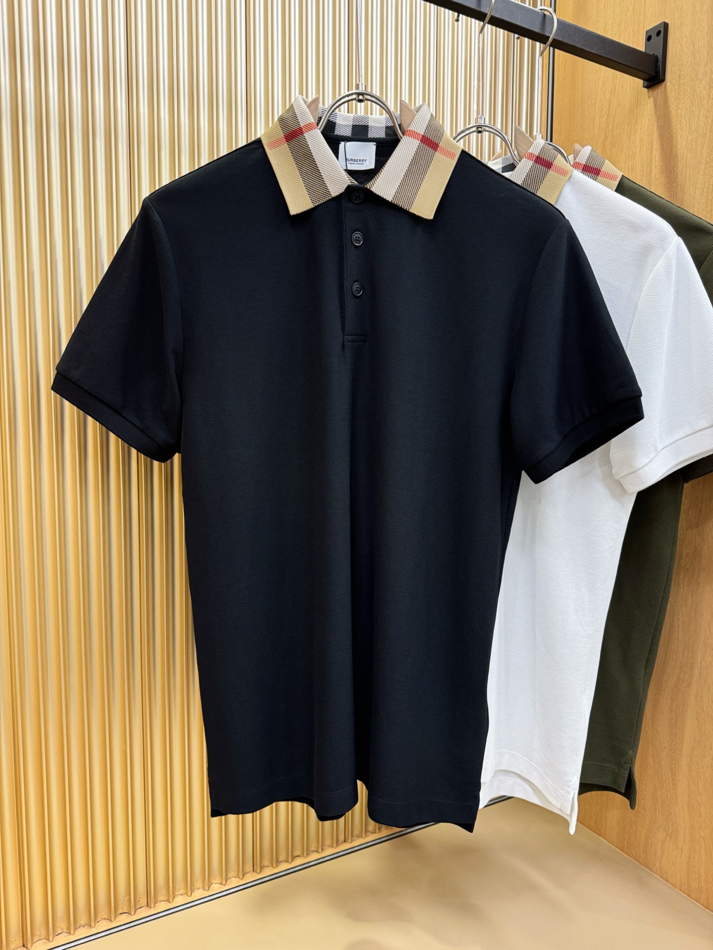 Burberry Men's Polo Shirt with Iconic Check Collar - Short Sleeve 2 i1749383756441 7115 0 0