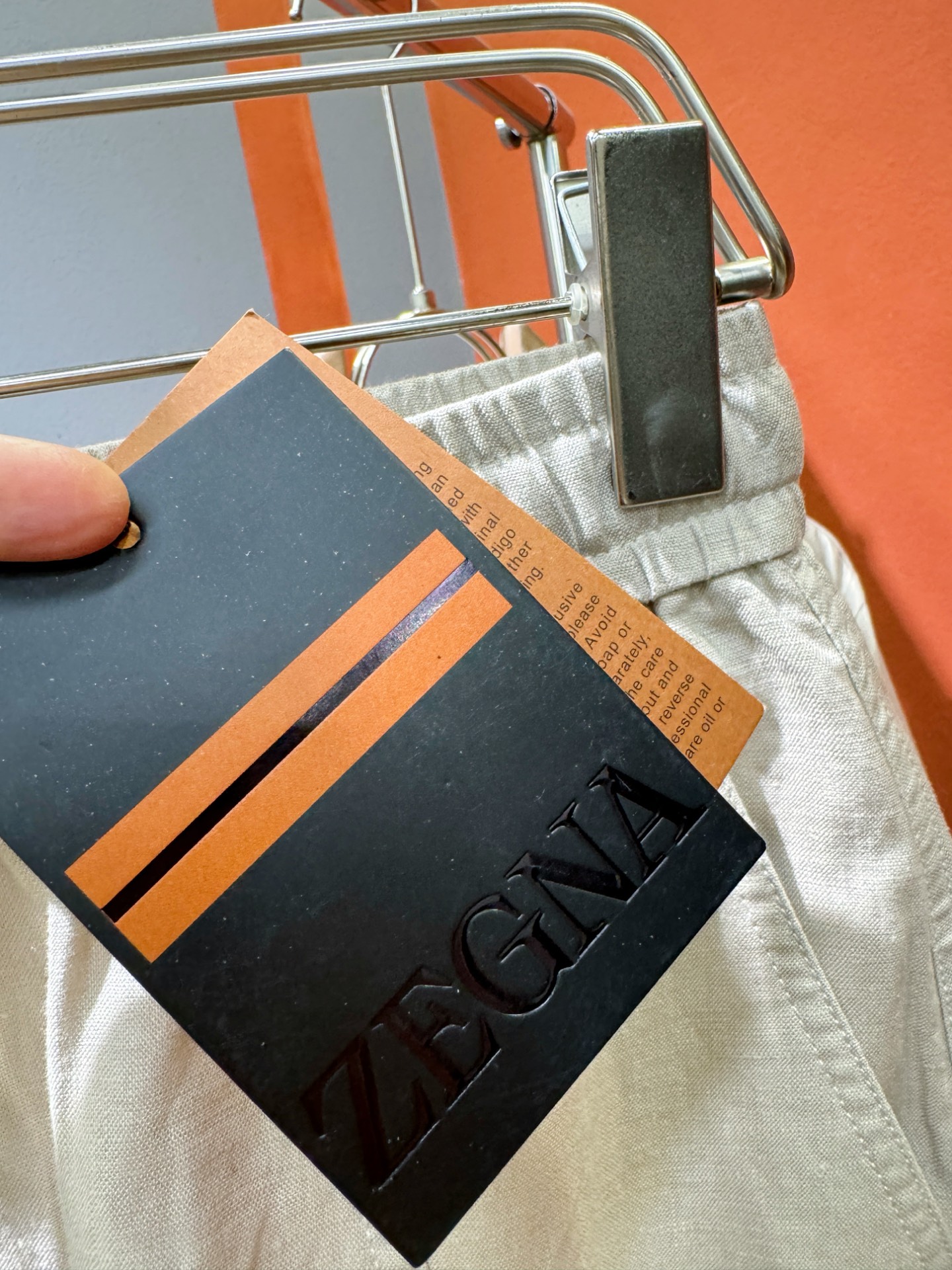 裤子，Ermenegildo Zeg*a杰*亚 2025春夏专柜同款亚麻套装，100%亚麻面料，亚麻衬衫