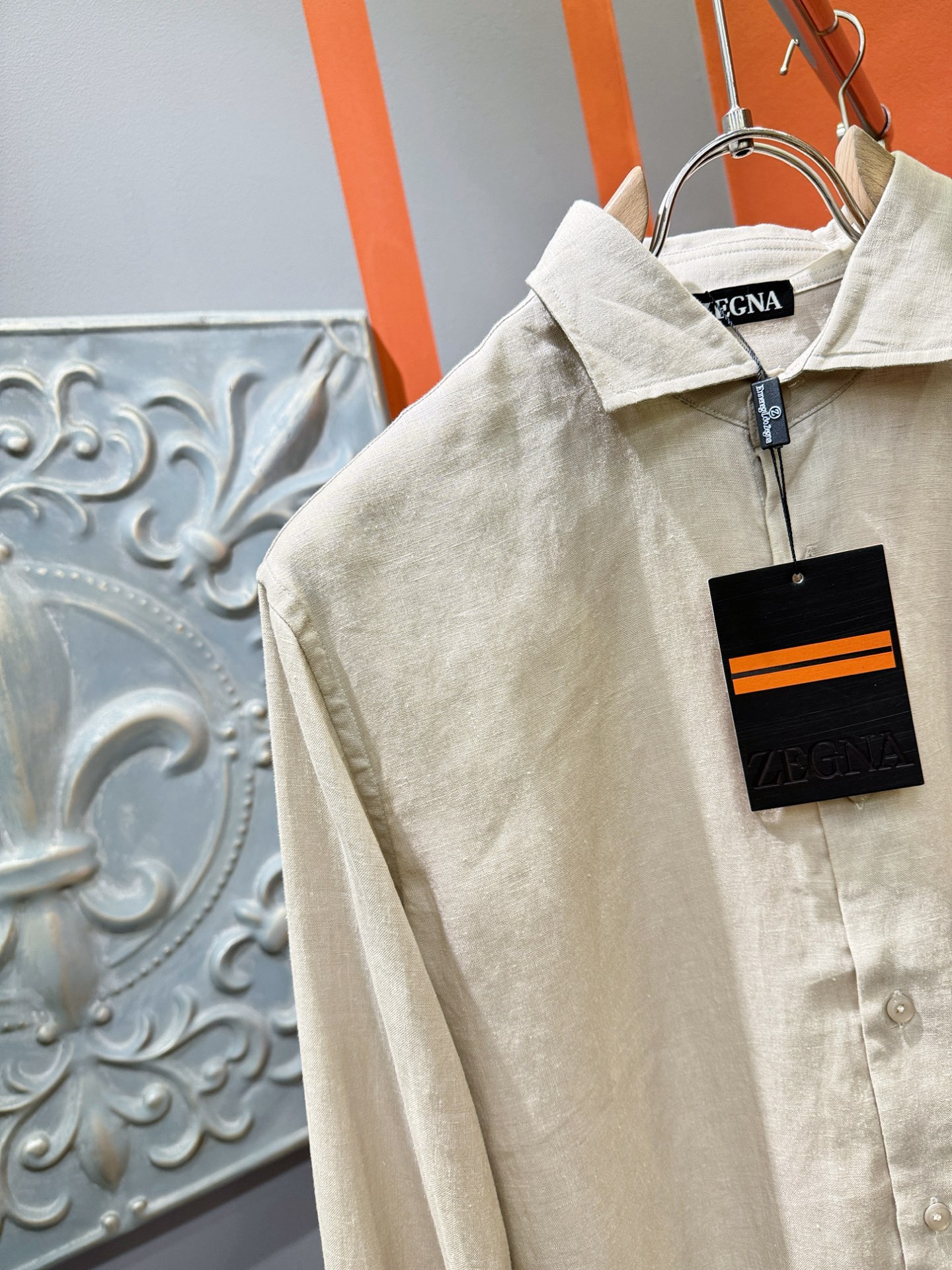 衬衫，Ermenegildo Zeg*a杰*亚 2025春夏专柜同款亚麻套装，100%亚麻面料，亚麻衬衫