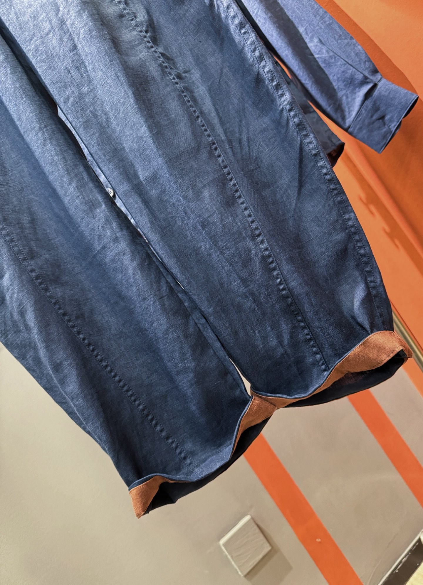 裤子，Ermenegildo Zeg*a杰*亚 2025春夏专柜同款亚麻套装，100%亚麻面料，亚麻衬衫