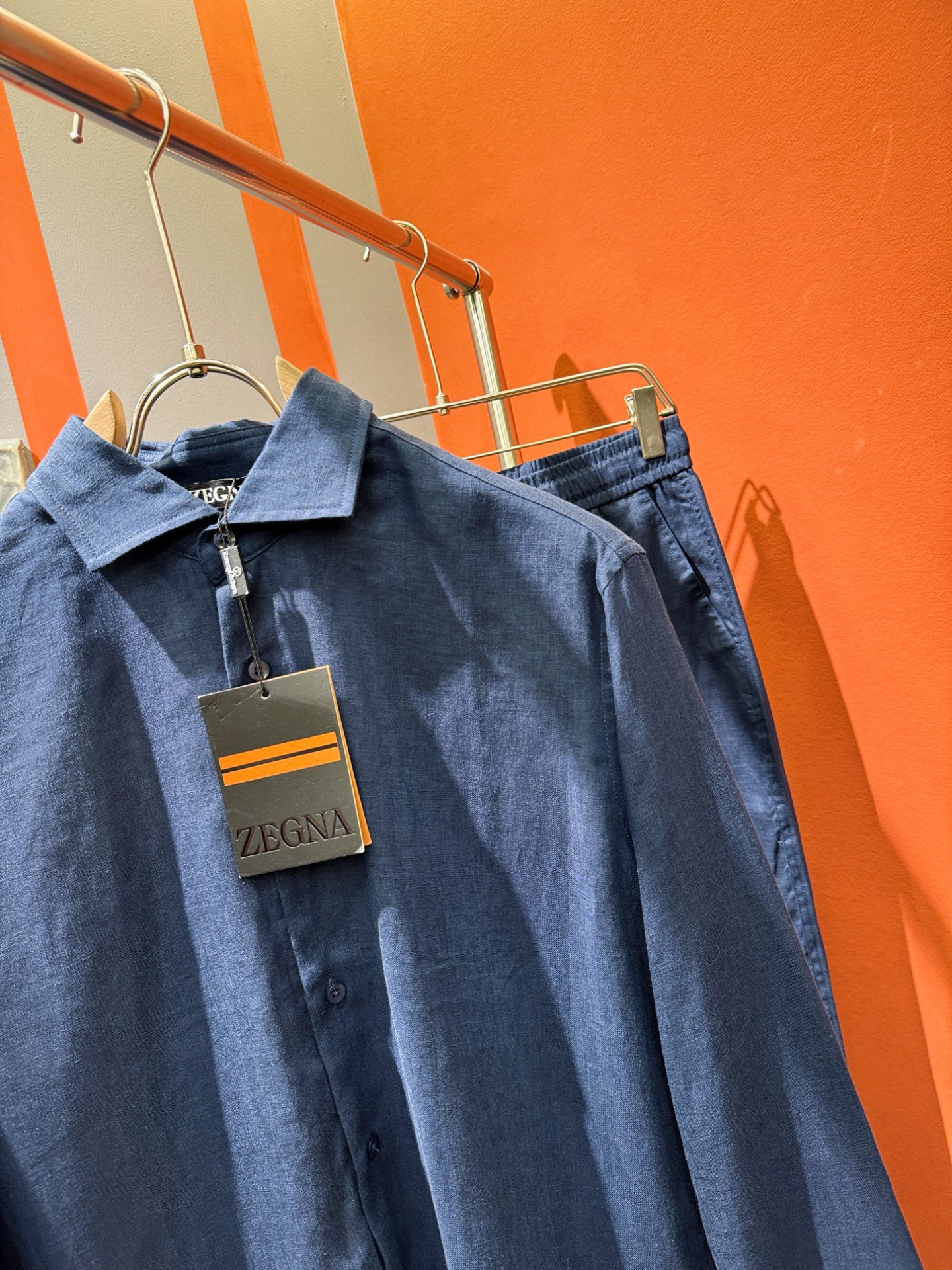 衬衫Ermenegildo Zeg*a杰*亚 2025春夏专柜同款亚麻套装，100%亚麻面料，亚麻衬衫就