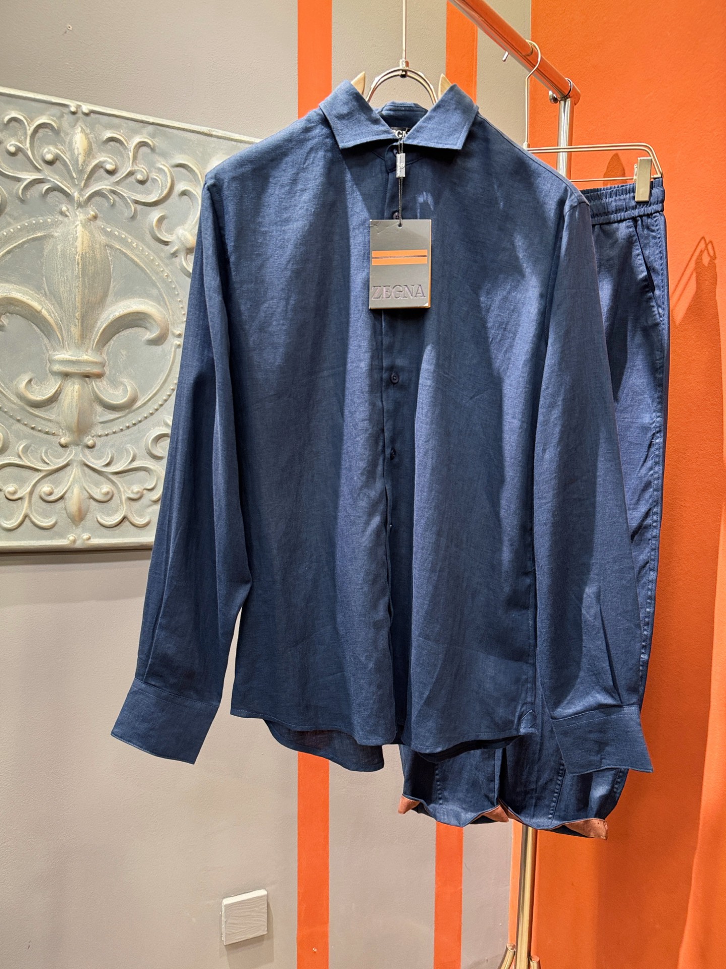 衬衫Ermenegildo Zeg*a杰*亚 2025春夏专柜同款亚麻套装，100%亚麻面料，亚麻衬衫就