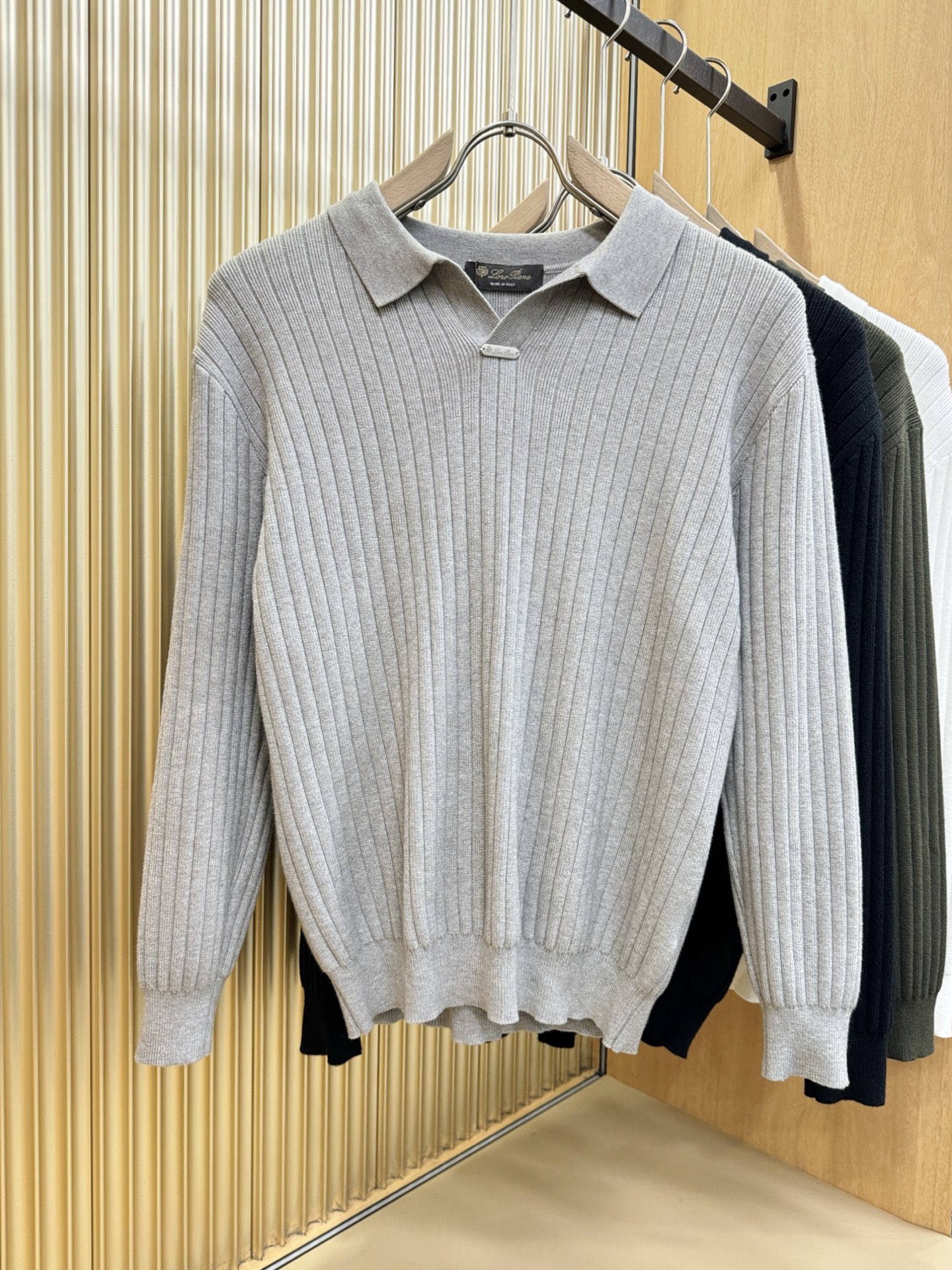 Loro Piana Pull Col Polo en Laine Mérinos pour Homme, Coupe Décontractée