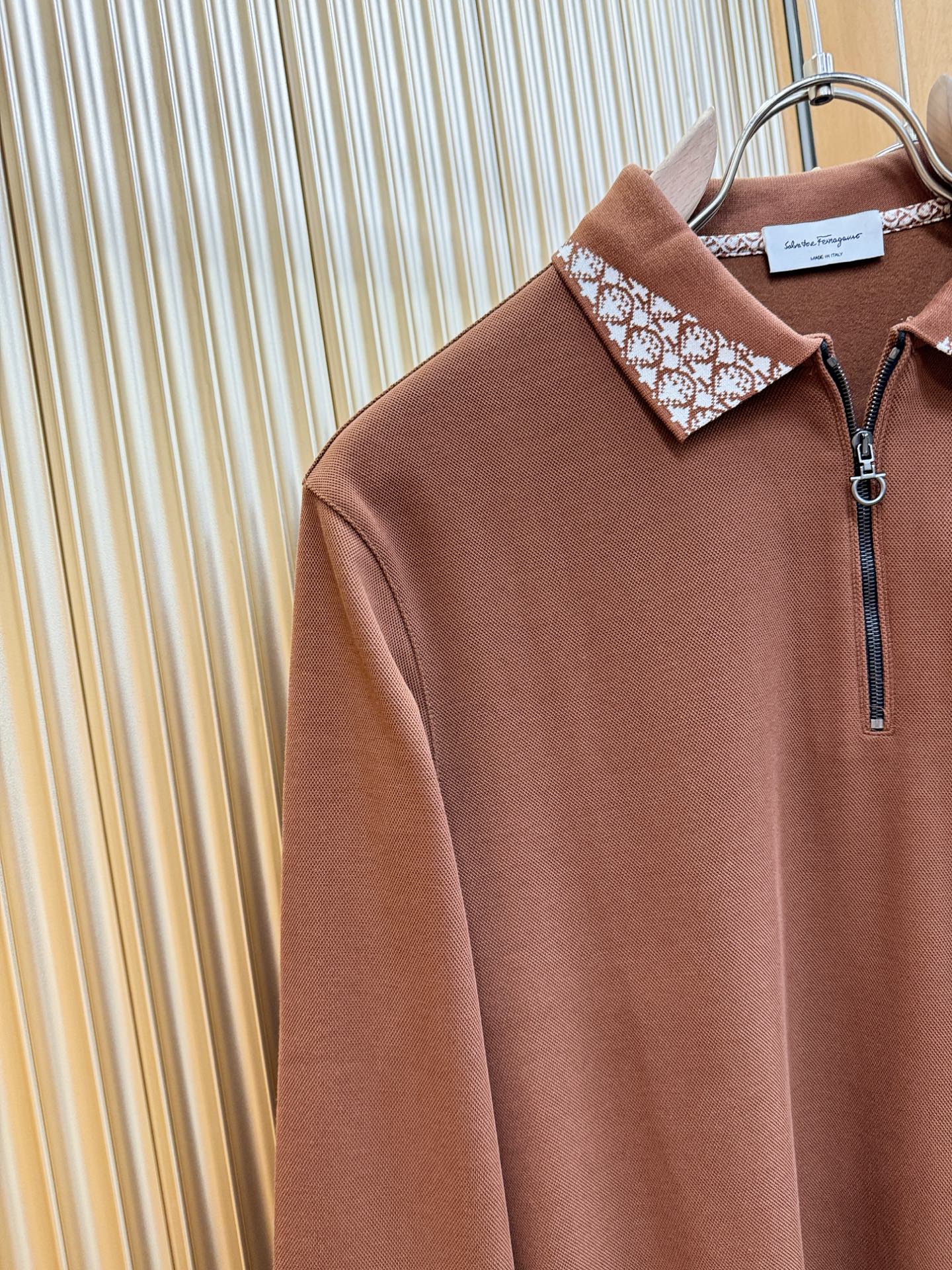 Ferrag *mo菲拉格慕 秋冬新品，官网同步 经典大气百搭Polo领长袖T恤，顶级原版面料，质感细腻