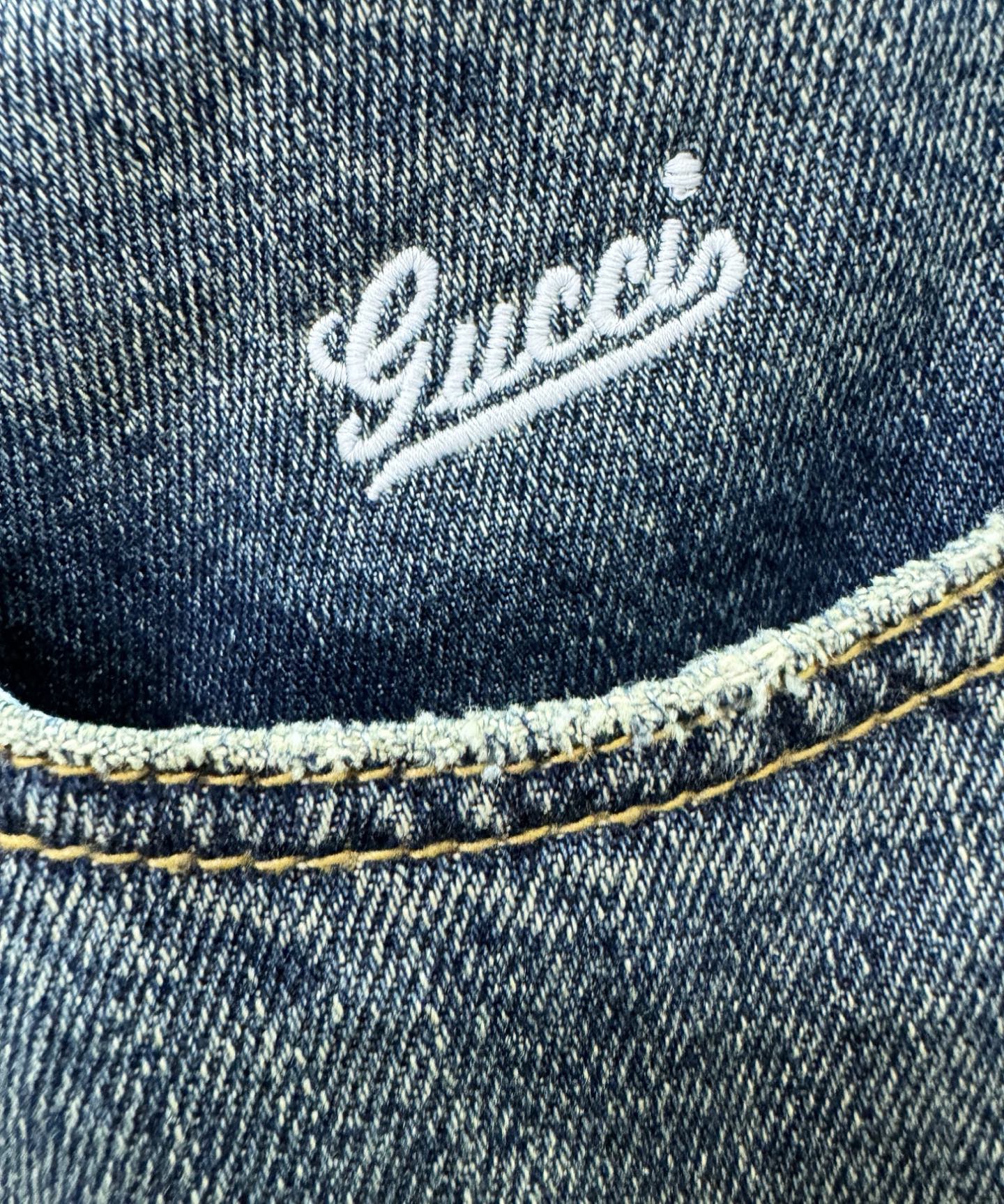 Gucci古奇 专柜新品，原版牛仔裤 原版重工打造，品牌经典LOGO设计，三标齐全！原版五金辅料。专柜定