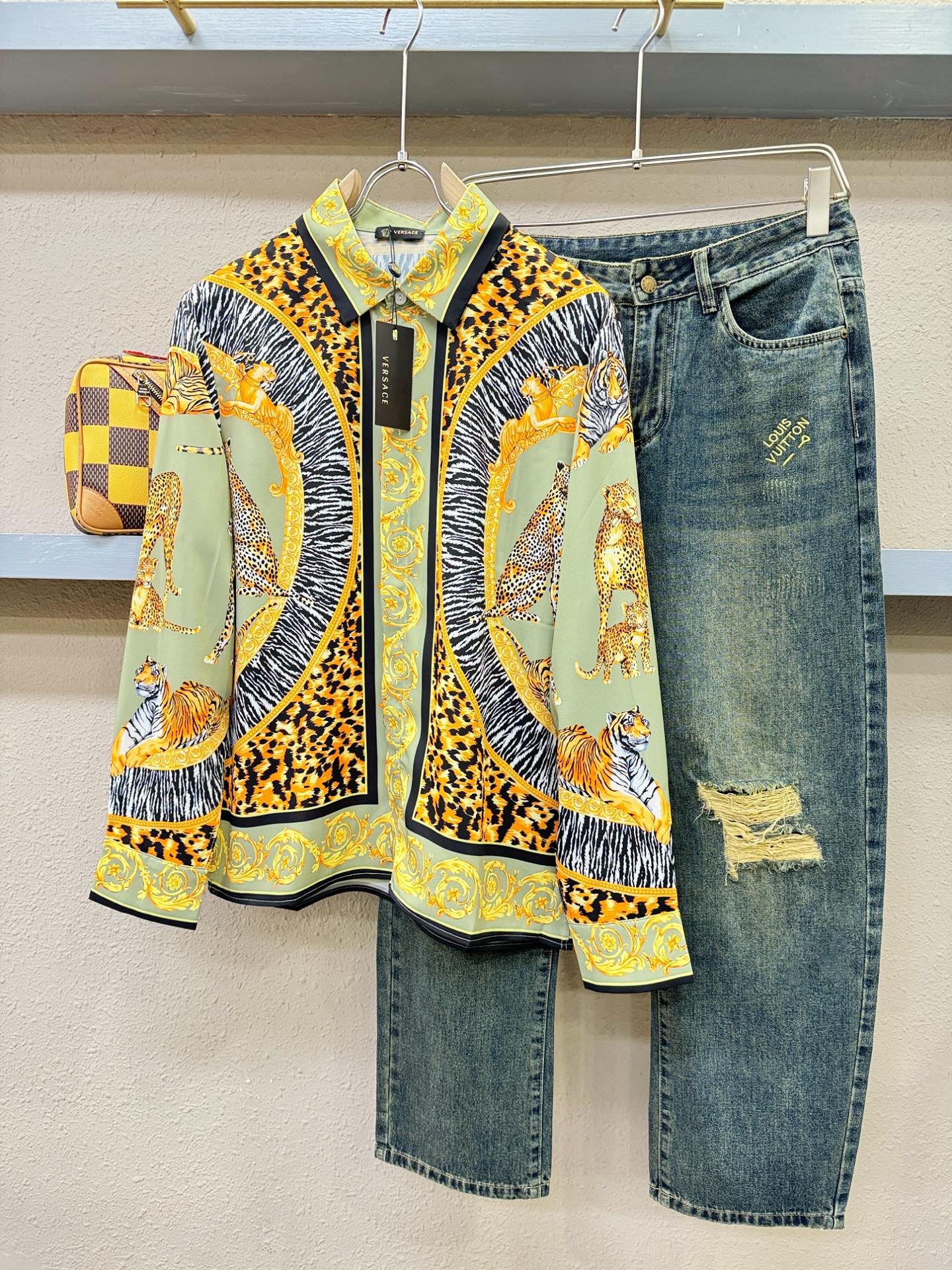 高定款(真丝面料升级 ) Versace 范思哲 最大可穿240斤，新款真丝衬衫，男女同款，定制真丝面料