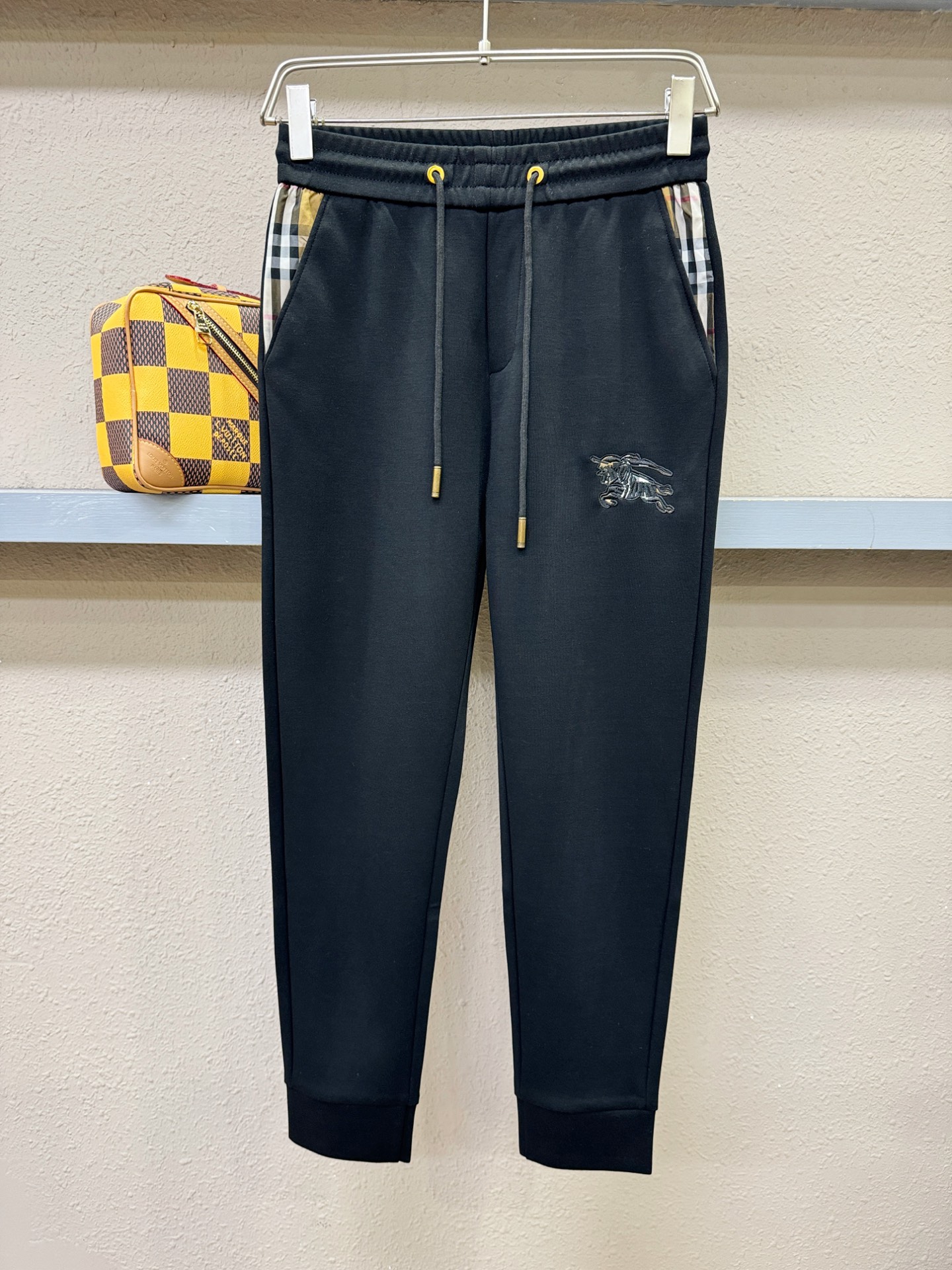 Burberry Navy Check Trim Joggers