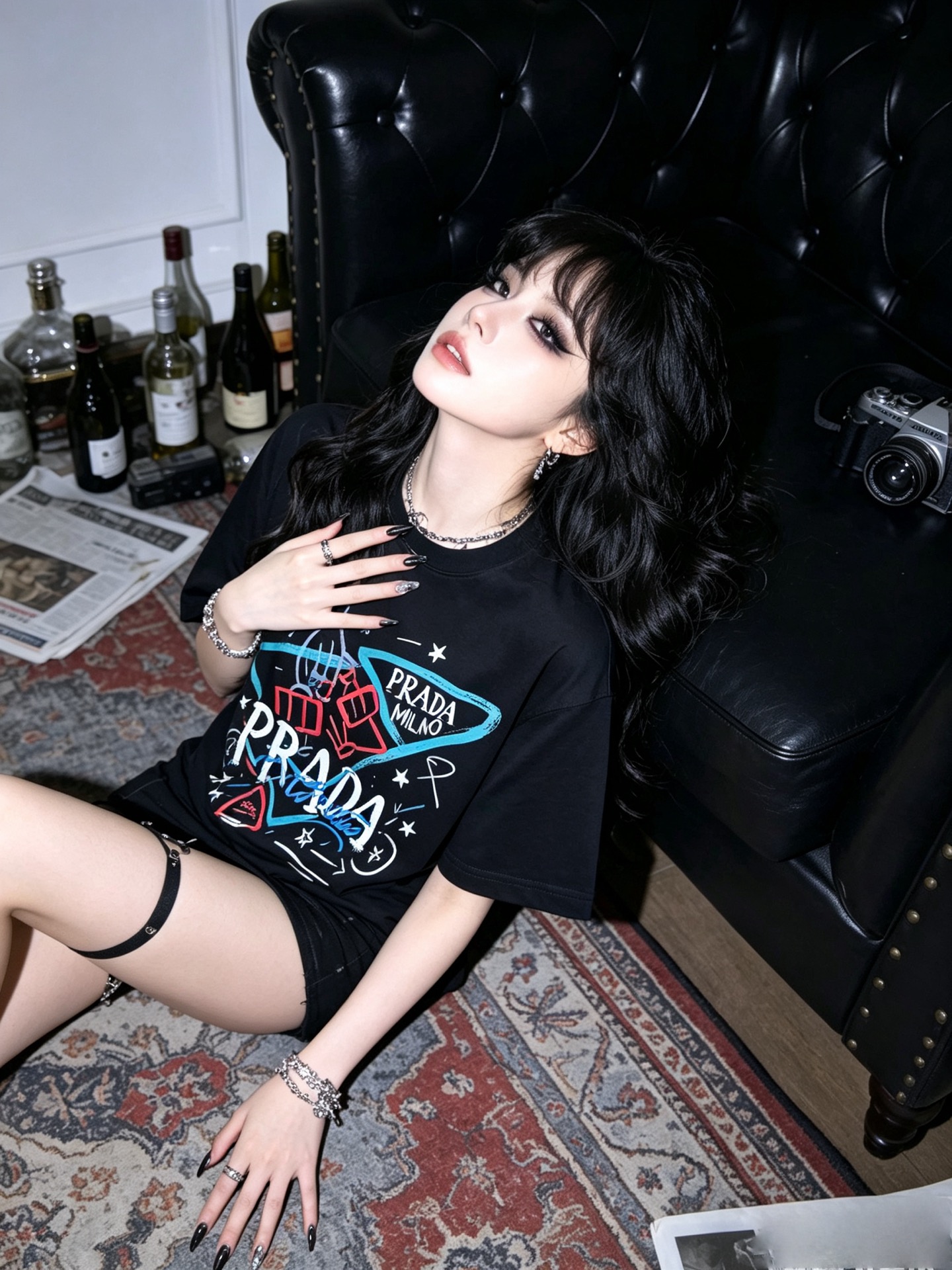 PRADA 普拉达 2026新款短袖T恤！男女同款！走秀图案时尚休闲短袖T恤衫！设计logo设计！极具设计精选客供面料，