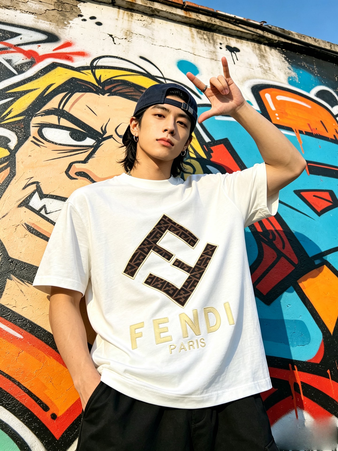 FENDI芬迪 2026新款短袖T恤！男女同款！走秀图案时尚休闲短袖T恤衫！设计logo设计！极具设计精选客供面料，手感