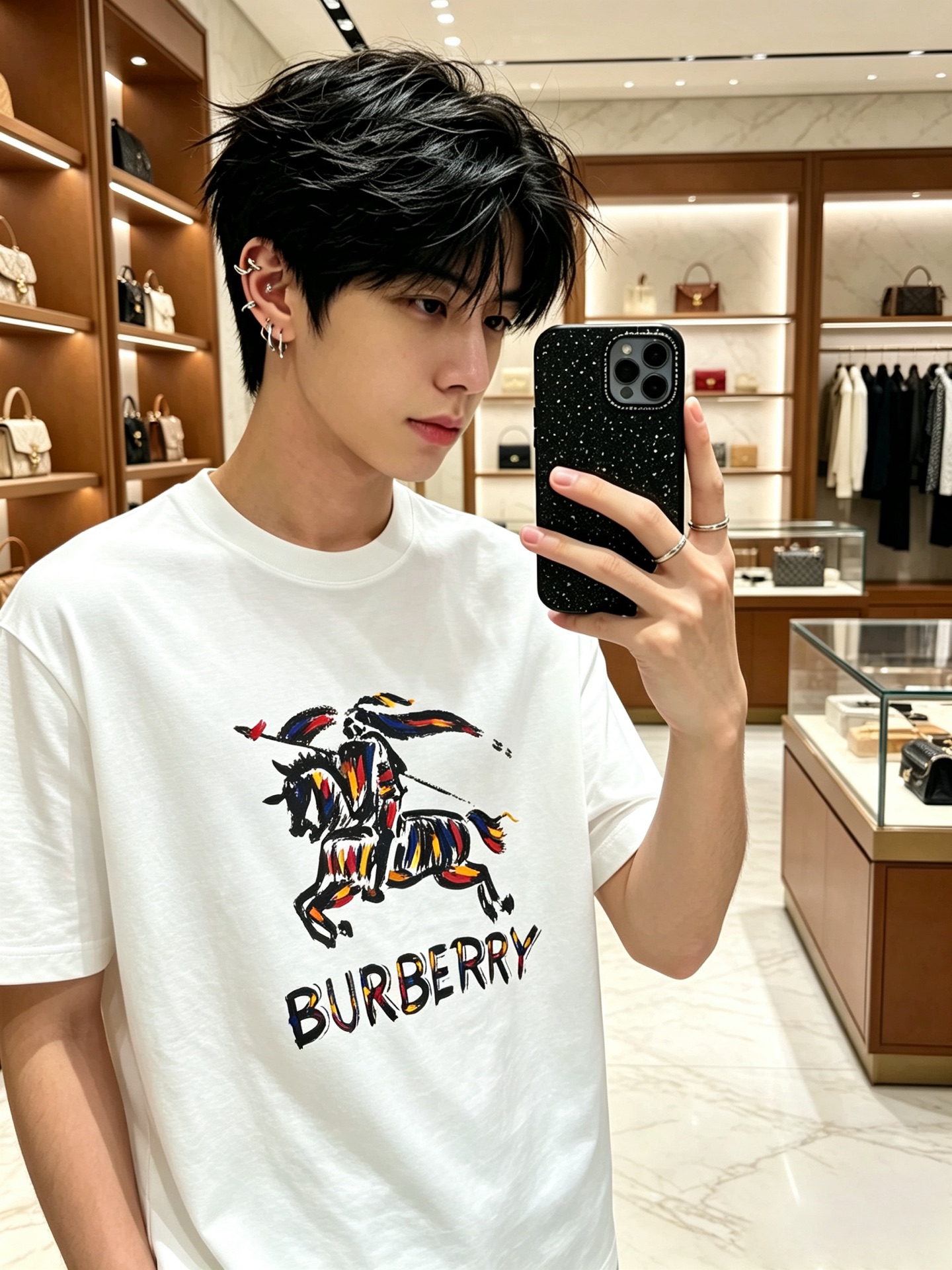 BURBERRY巴宝莉 2026新款短袖T恤！男女同款！走秀图案时尚休闲短袖T恤衫！设计logo设计！极具设计精选客供面