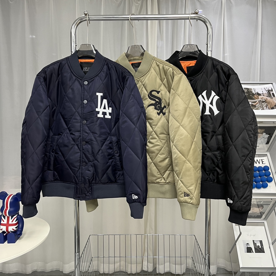 MLB Clothing Coats & Jackets Black Blue Dark Green Embroidery Unisex Cotton Winter Collection