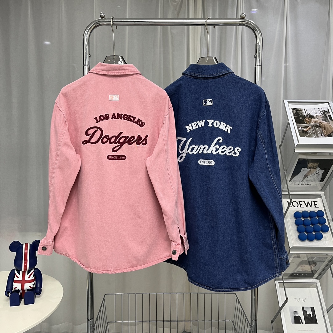 New MLB Cowboy Shirts: Retro-style Embroidered Coats in Pink and Blue. - 图片 4