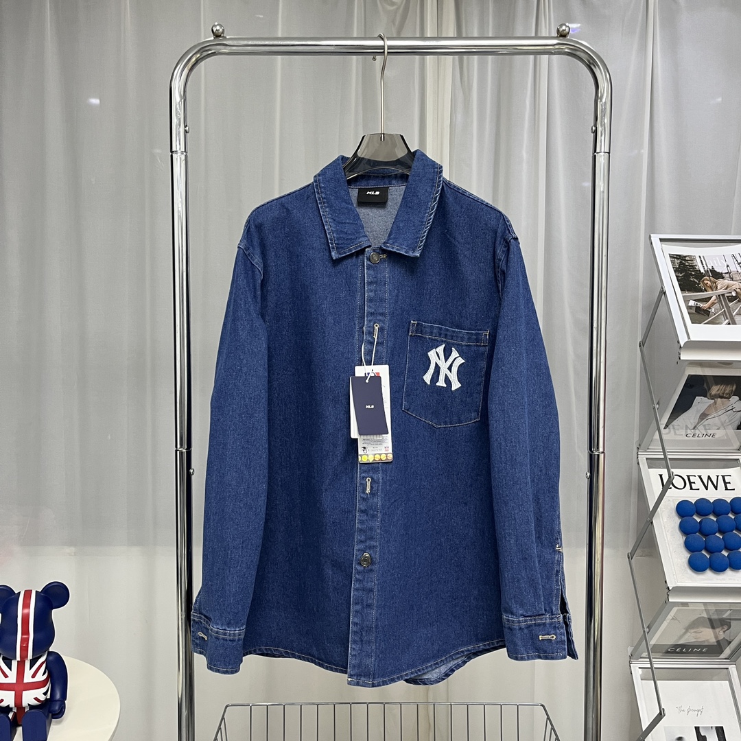 New MLB Cowboy Shirts: Retro-style Embroidered Coats in Pink and Blue. - 图片 3