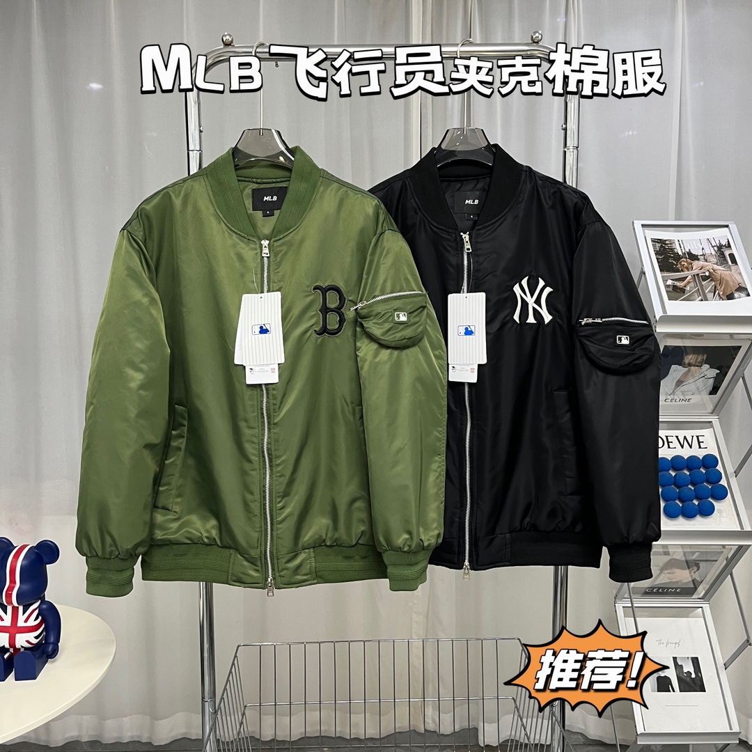 MLB Clothing Coats & Jackets Black Green Embroidery Cotton Fall/Winter Collection