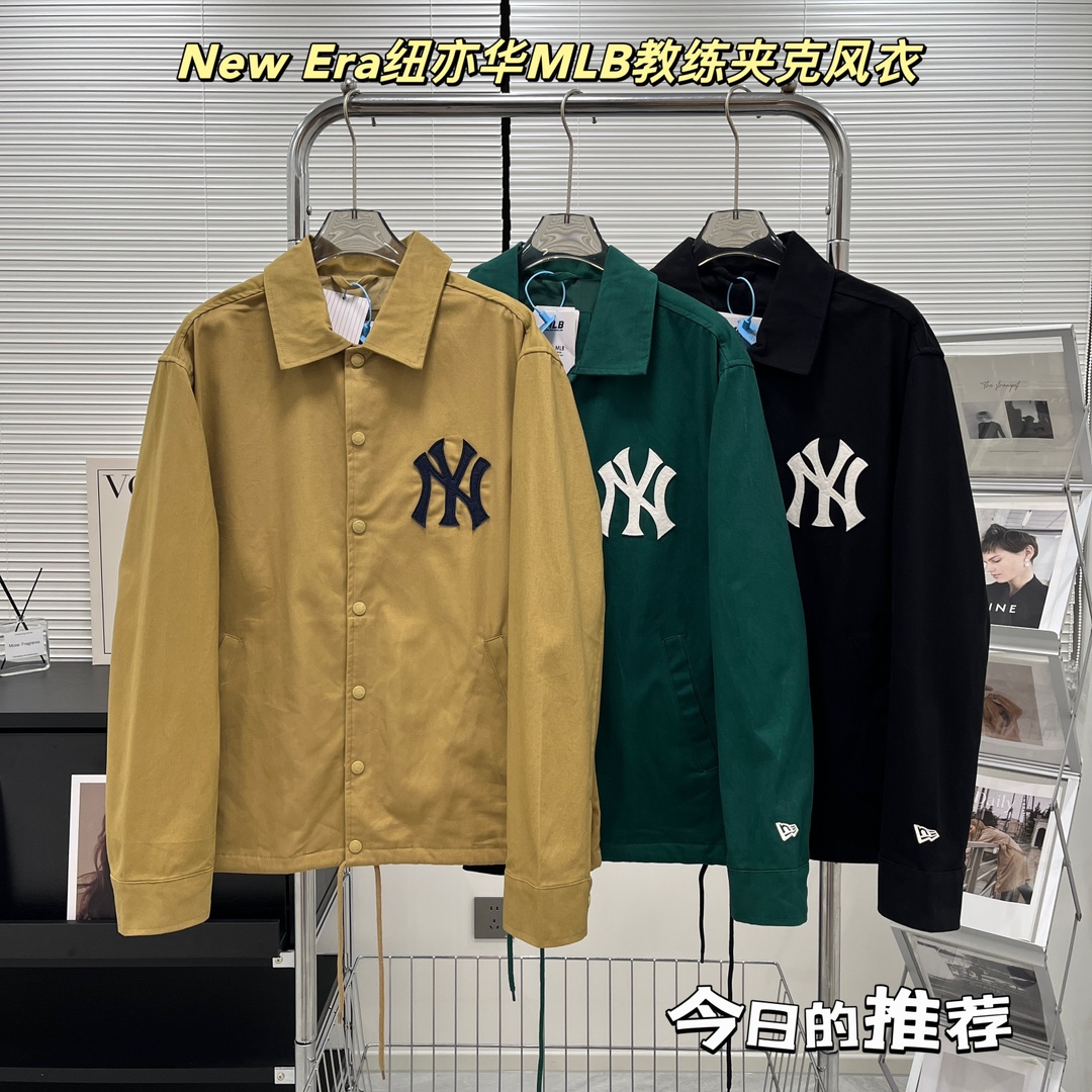 MLB Clothing Coats & Jackets Windbreaker Black Green Khaki Unisex Women Canvas Knitting Spring Collection