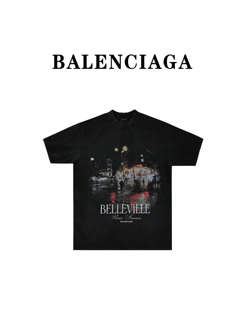 Balenciaga巴黎世家BLCG 水洗Belleville夜景短袖T恤