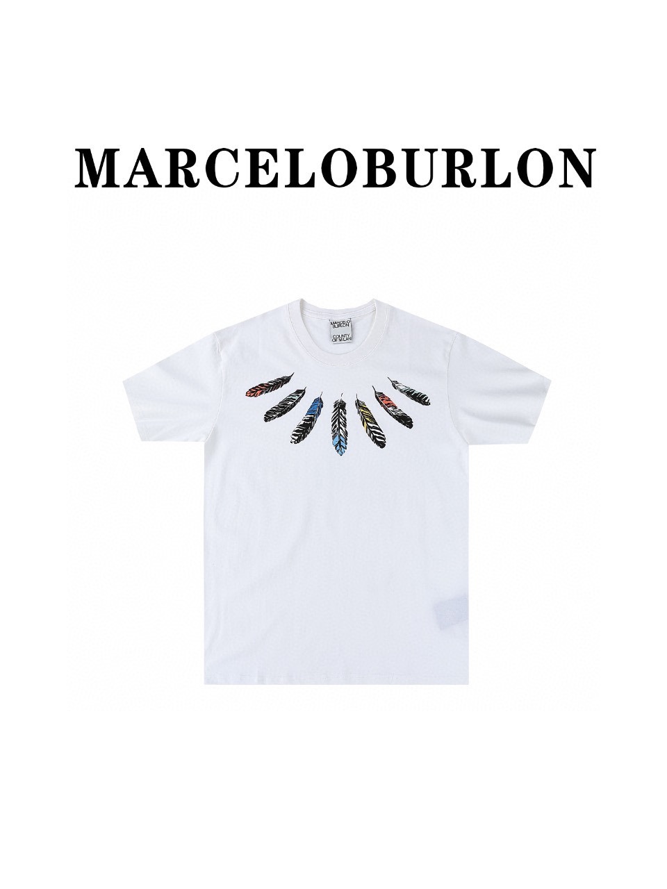 MarceloBurlon/马克布隆彩肩膀羽毛短袖