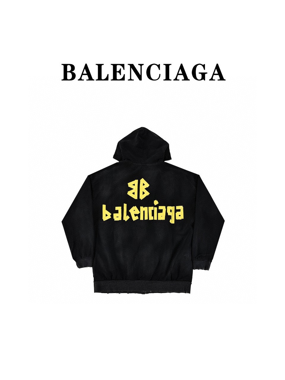 Balenciaga 巴黎世家 23FW 胶带做旧水洗口袋剪破拉链连帽开衫