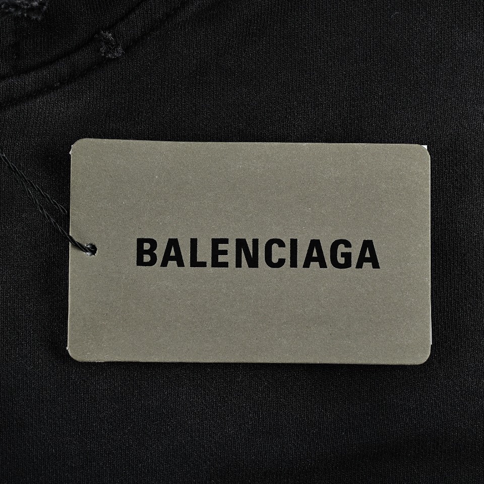 Balenciaga 巴黎世家 23FW 胶带做旧水洗口袋剪破拉链连帽开衫