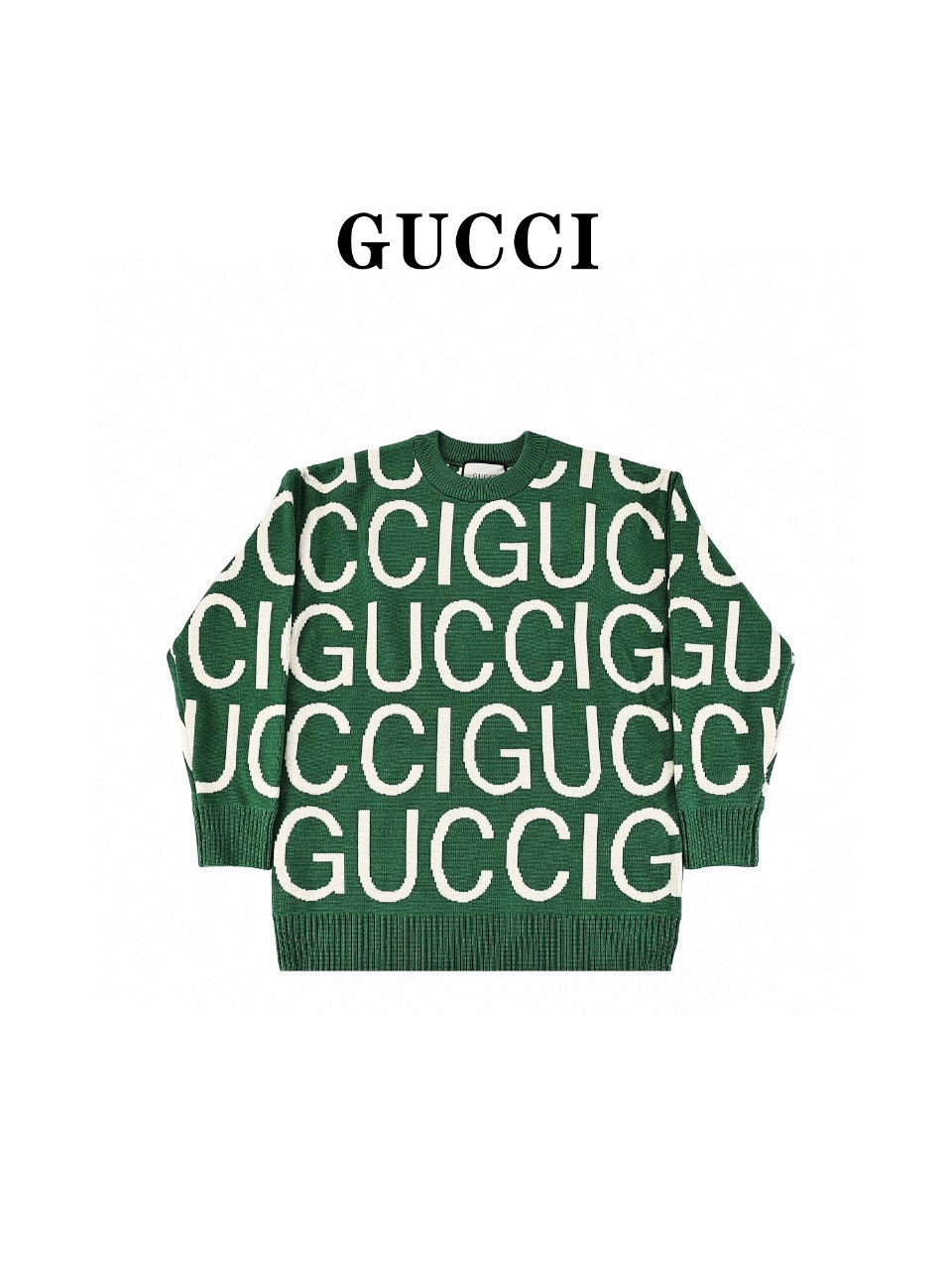 GUCCI/古驰23ss满印字母logo提花圆领毛衣