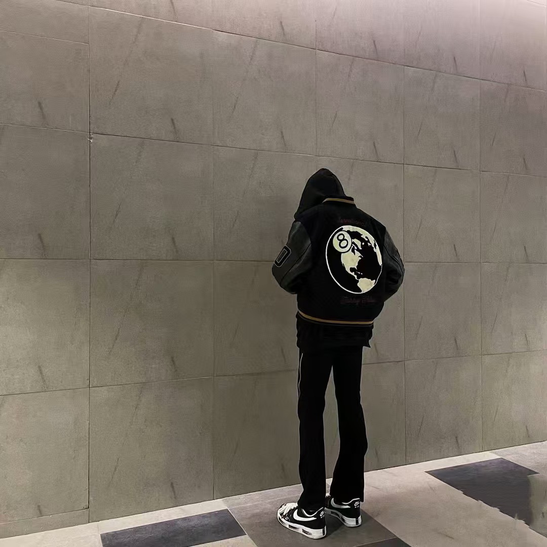 STUSSY斯图西 40周年限定黑8毛巾绣棒球棉服外套 上身集合