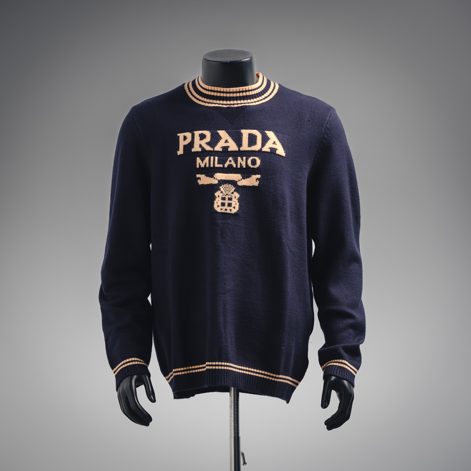 PRADA/普拉达24ss撞色针织圆领毛衣