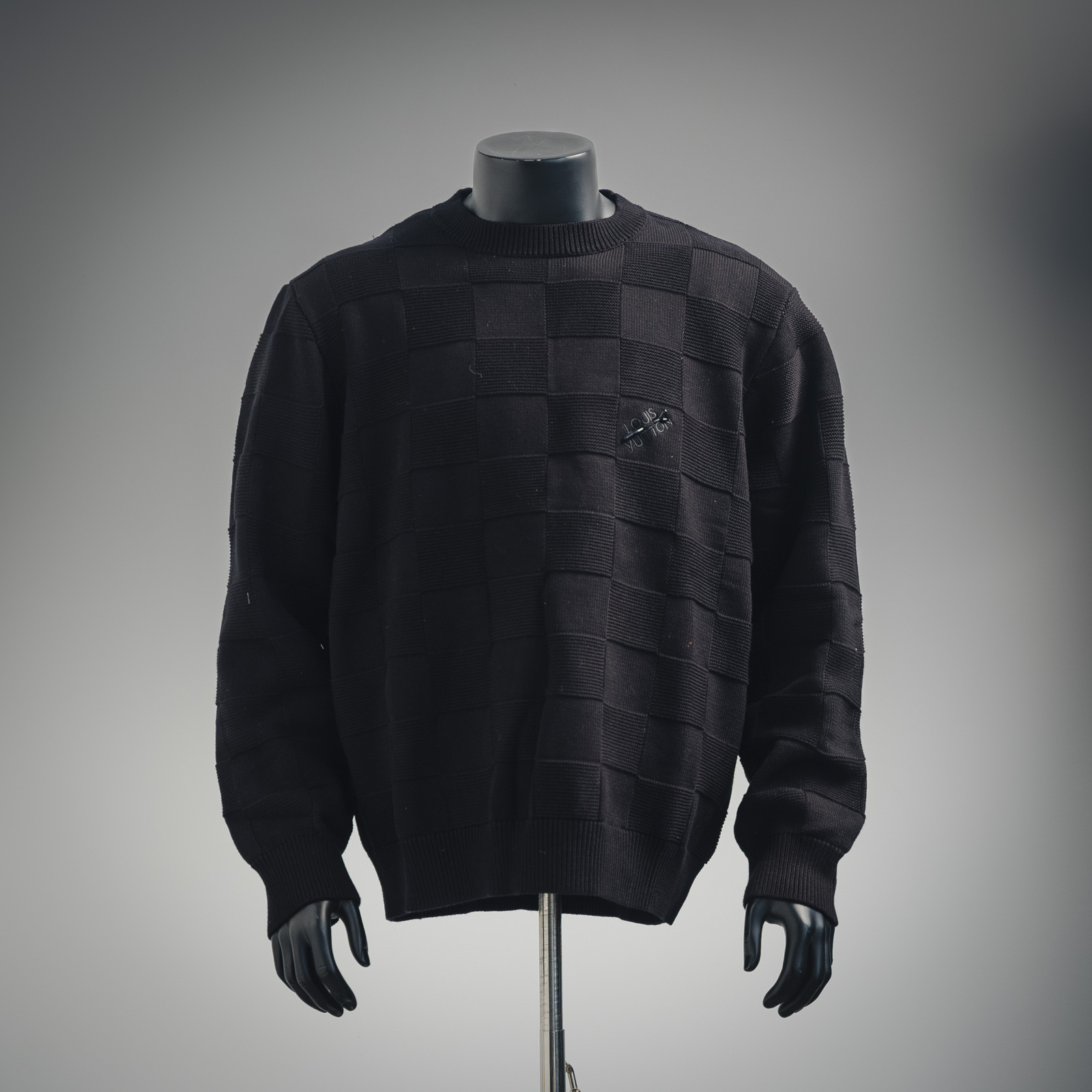 LouisVuitton /路易威登22SS胸前别针棋盘格针织毛衣