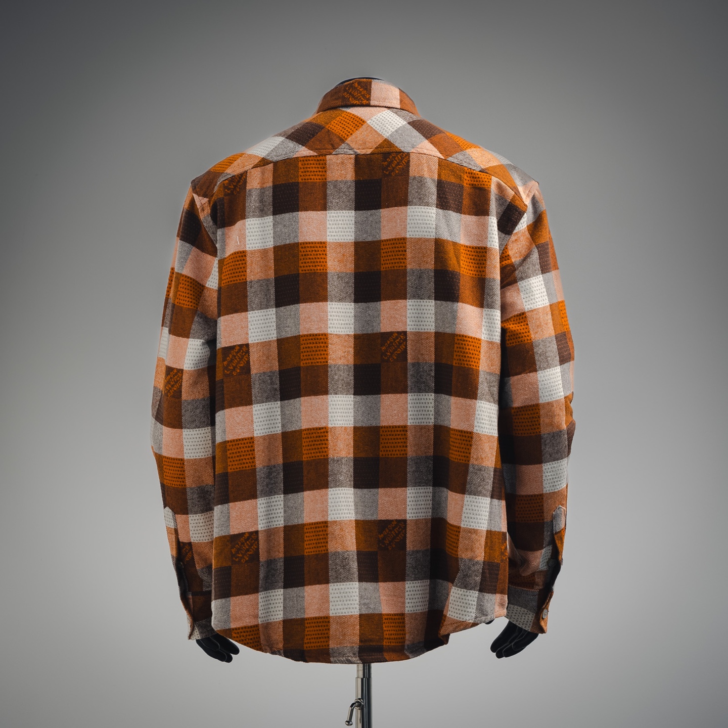 (官网1:1原单品质) Louis Vuitton/路易威登 24Fw 橙色棋盘格提花法兰绒衬衫