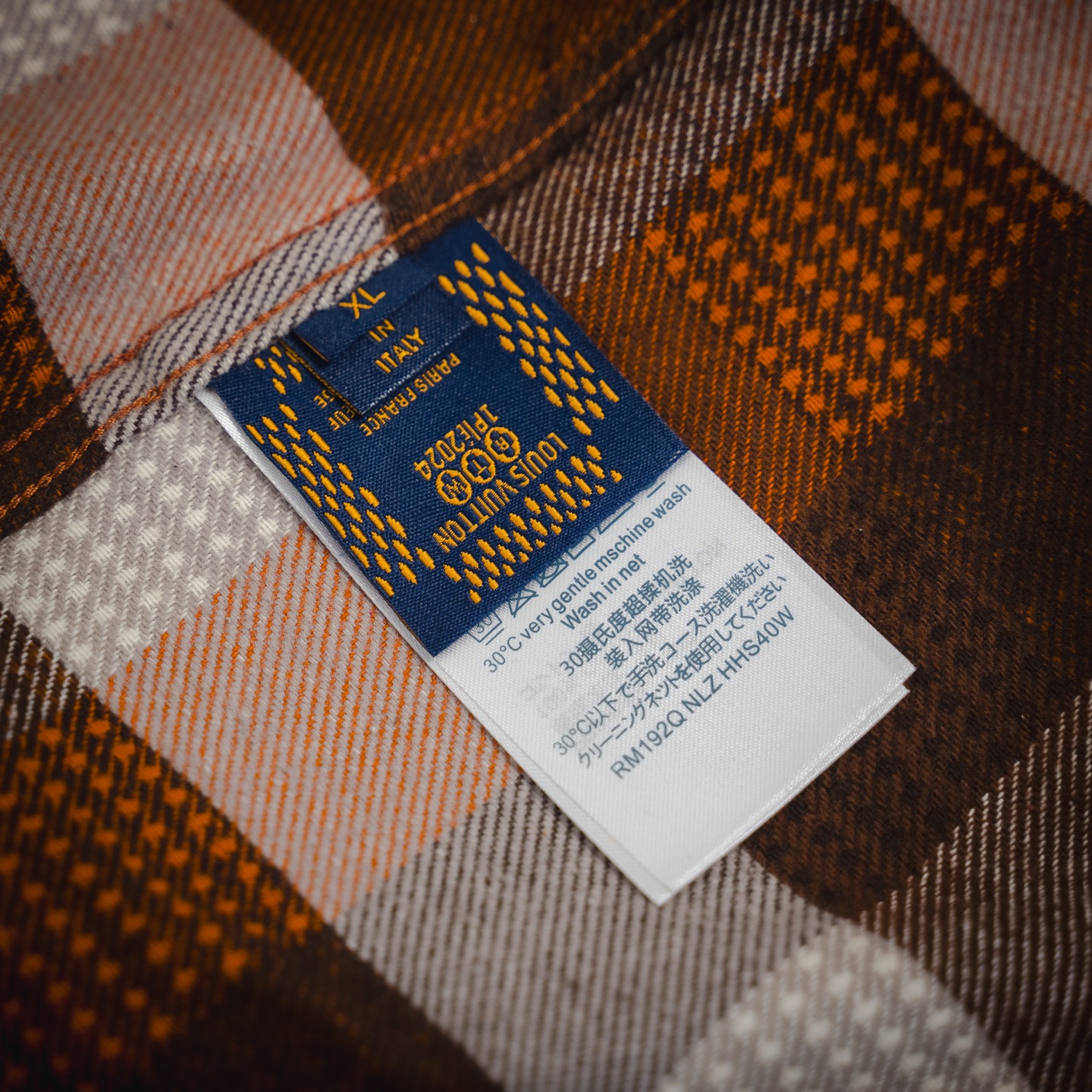 (官网1:1原单品质) Louis Vuitton/路易威登 24Fw 橙色棋盘格提花法兰绒衬衫