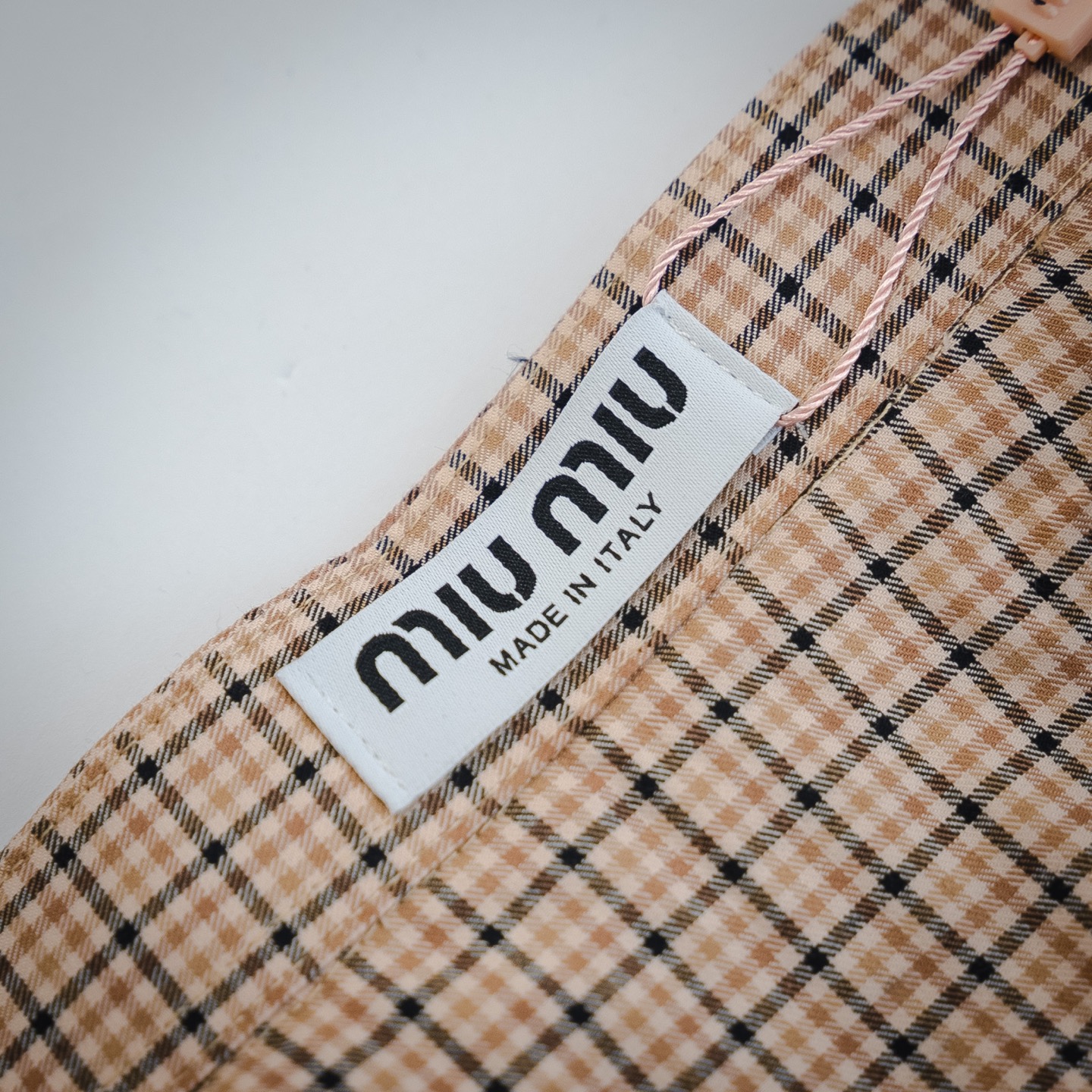 MIUMIU/缪缪mm细格纹刺绣长袖衬衫