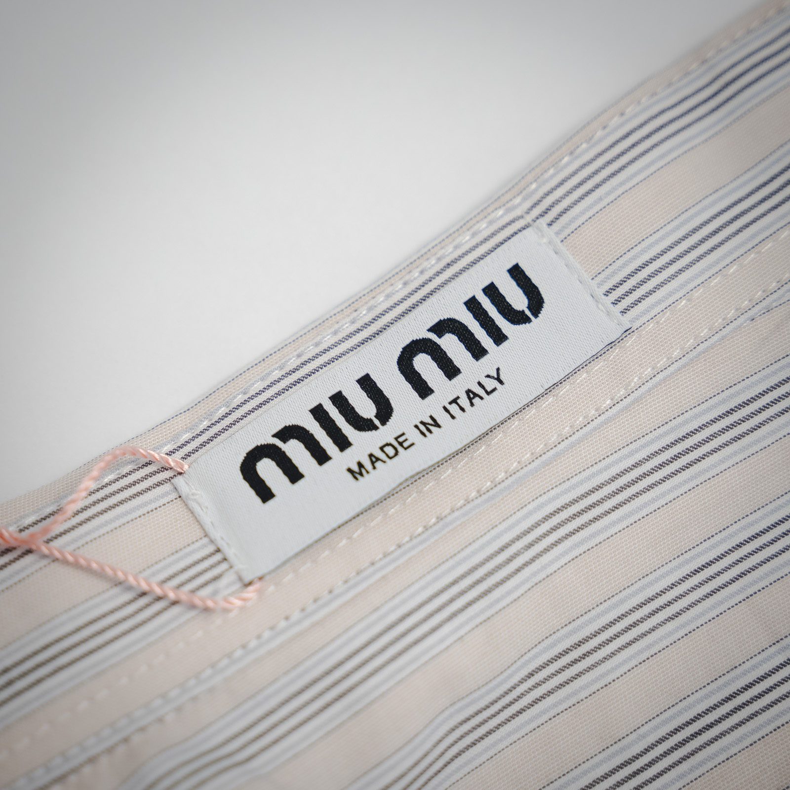MIUMIU/缪缪24ss新品上架刺绣条纹常规衬衫