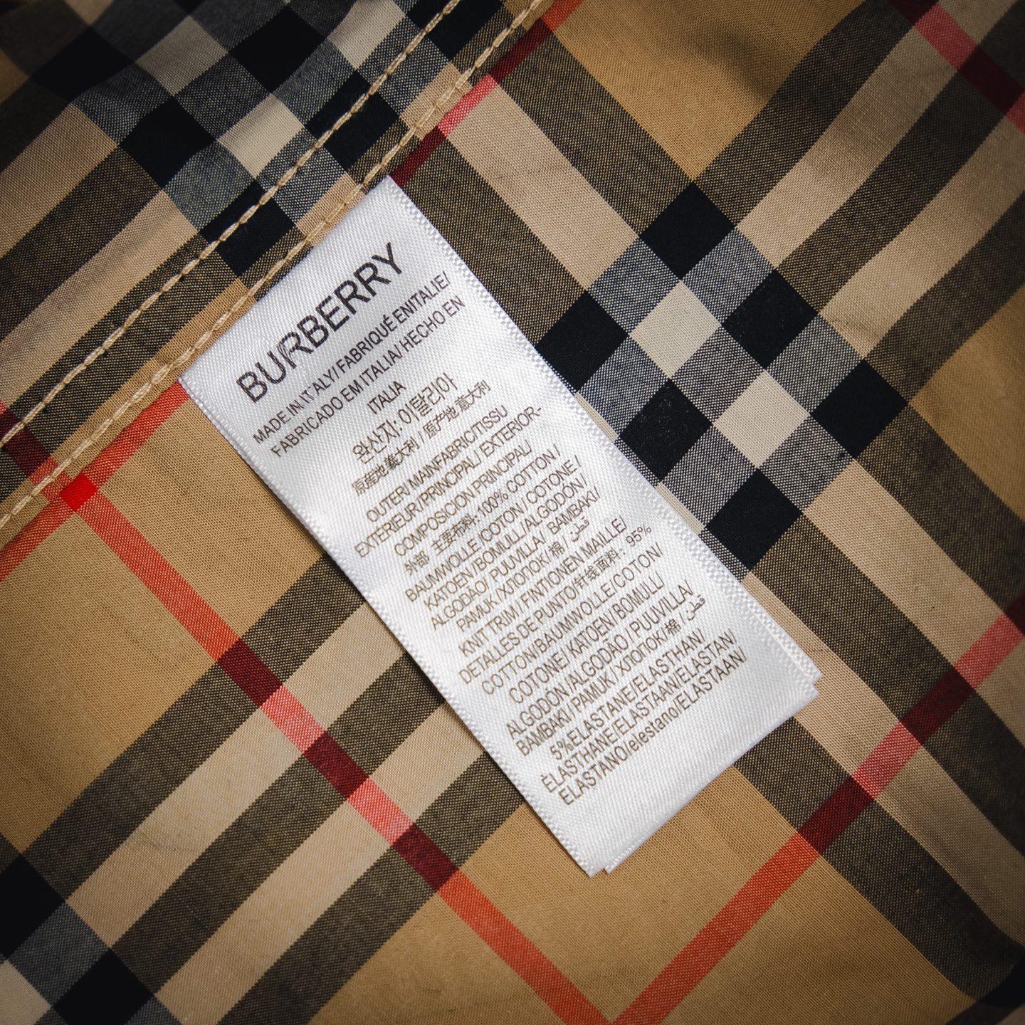 Burberry/巴宝莉 经典下摆侧边字母格纹衬衫
