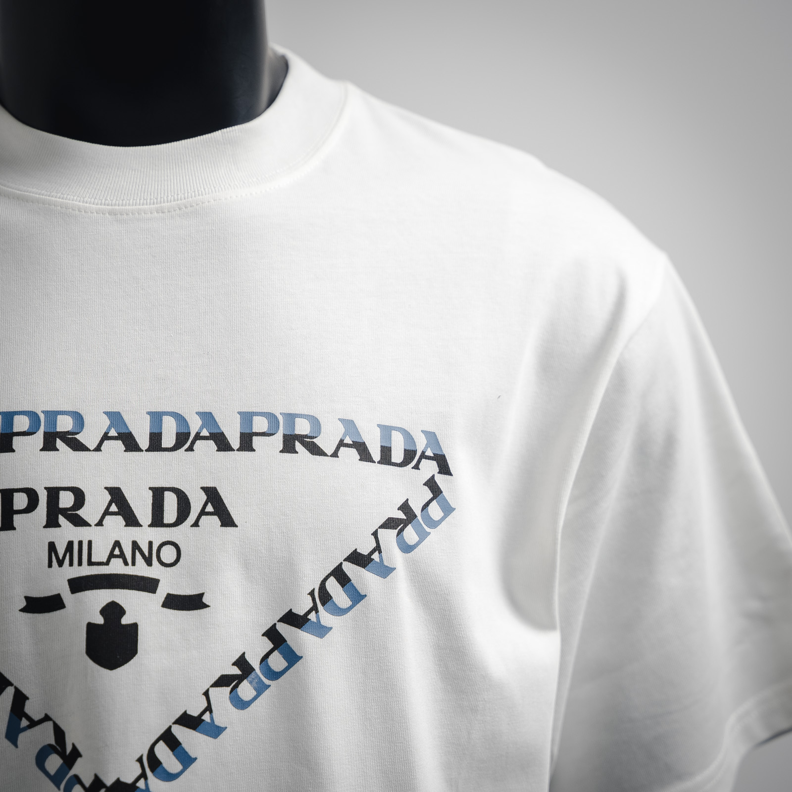 PRADA/普拉达24ss新款三角标拼色字母短袖T恤