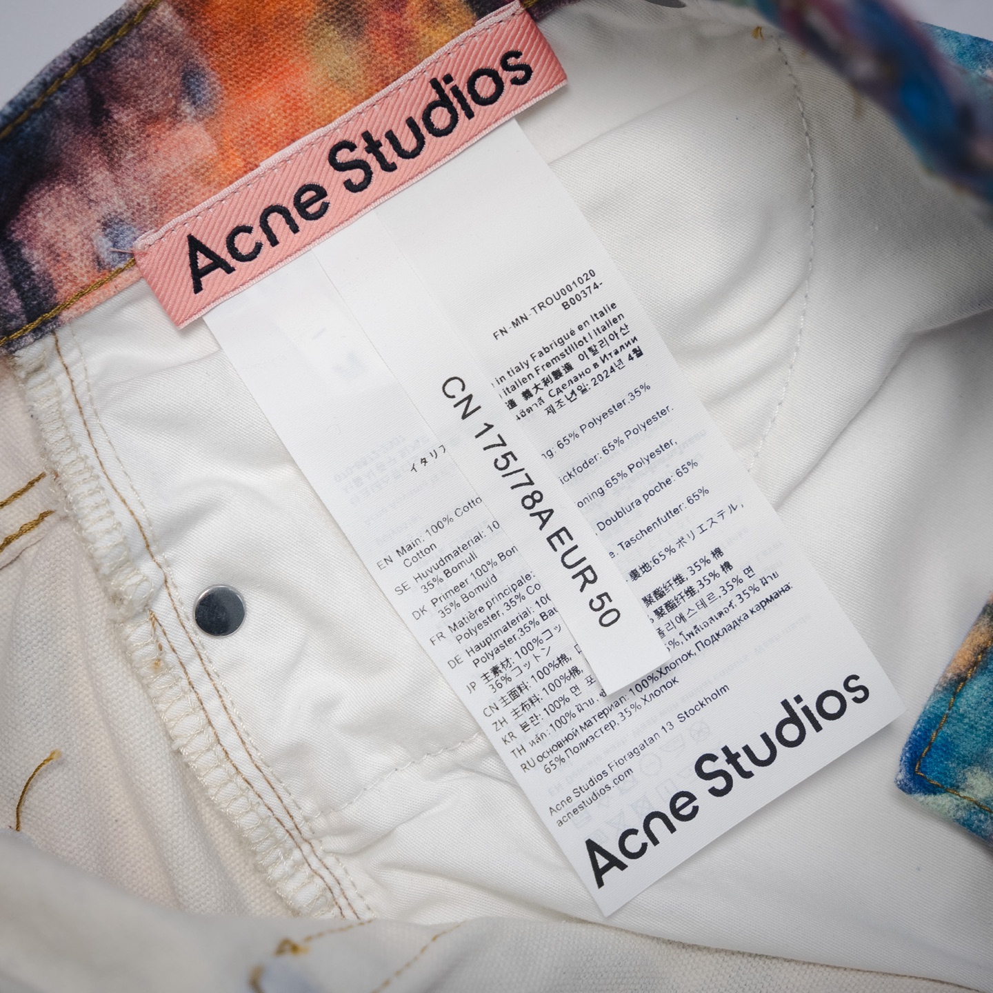 Acne studios 明星同款3D打印油画牛仔裤