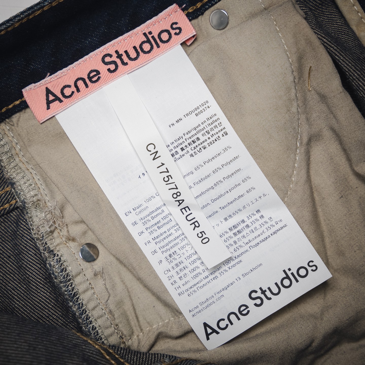 Acne Studios25新款皮口袋柳丁牛仔裤
