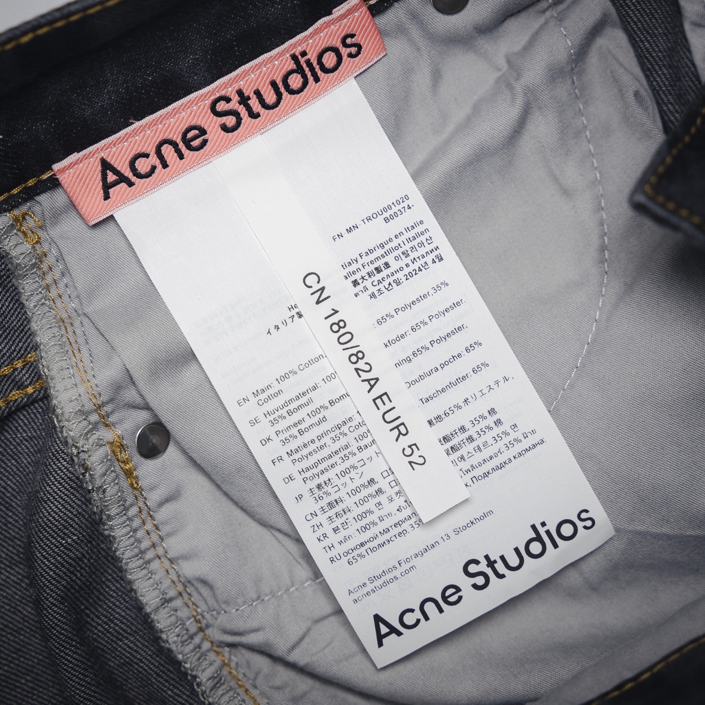 Acne Studios25新款水洗手绘泼墨牛仔裤