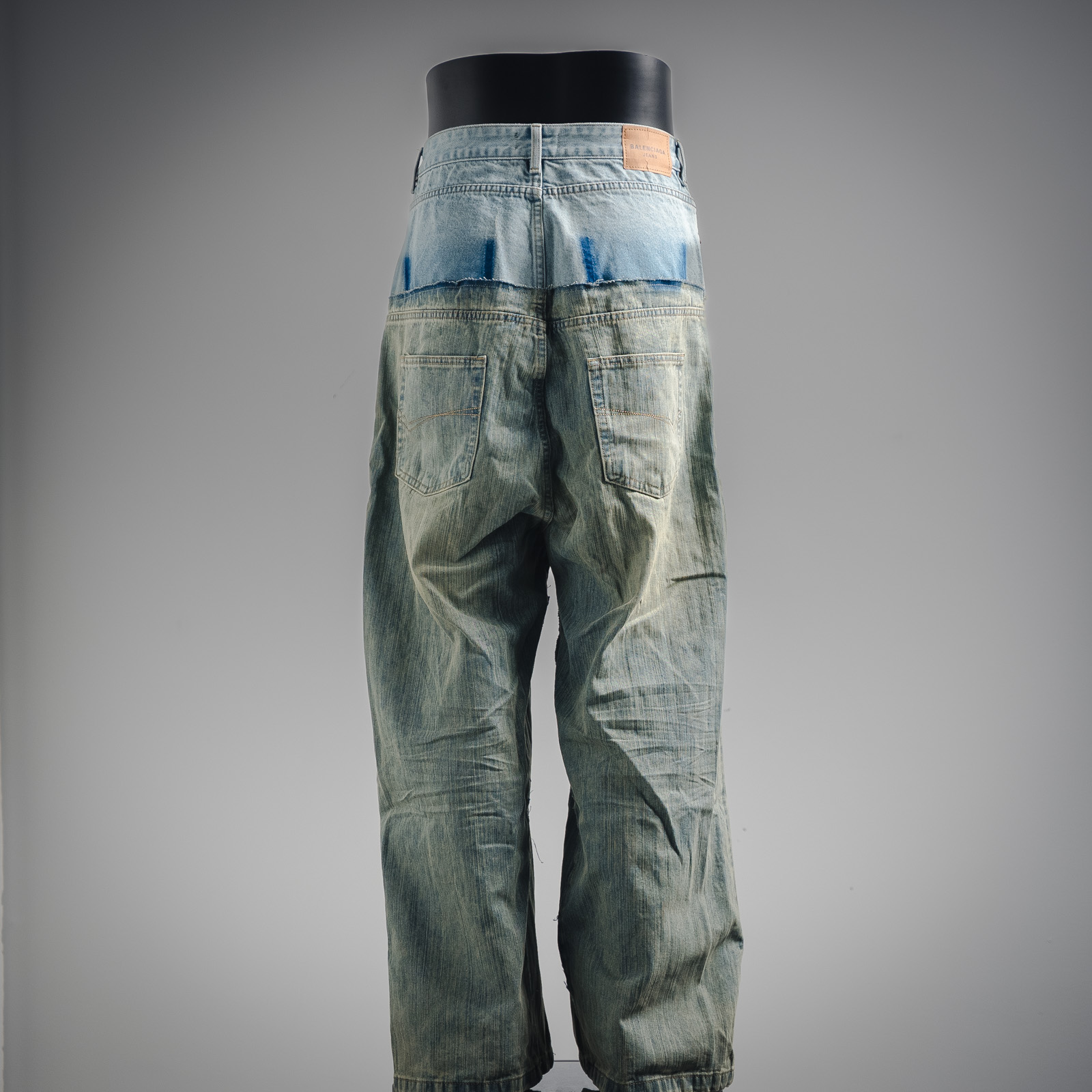 Balenciaga25ss水洗拼接牛仔长裤