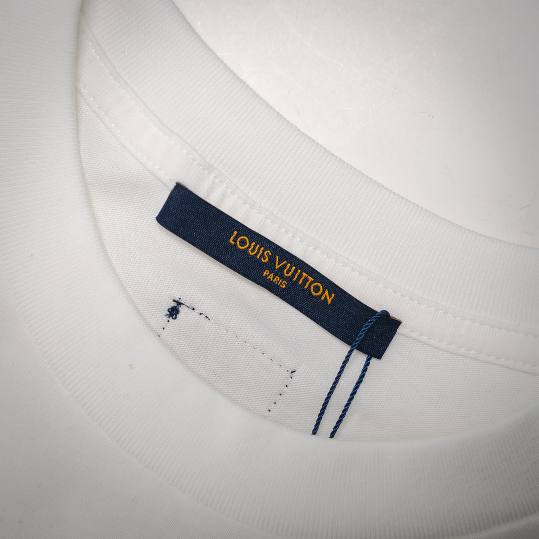 LOUIS VUITTON/路易威登LV 25ss 新款 地址蓝植绒棉质短袖T恤