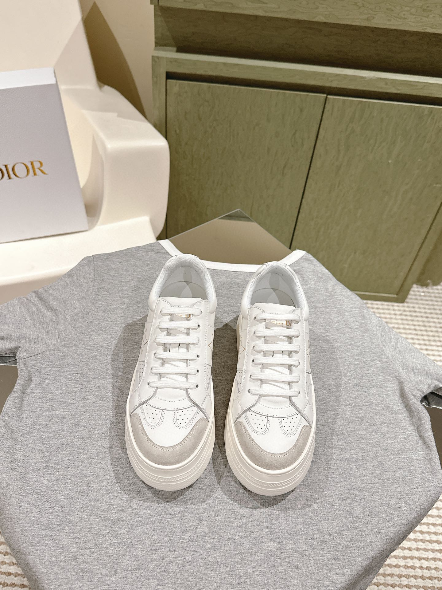 Dior Sneakers Casual Shoes Platform Shoes Splicing Cowhide Casual