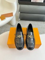 Louis Vuitton Loafers Chaussures À Couche Unique Cuir de vache Genuine Leather Vintage