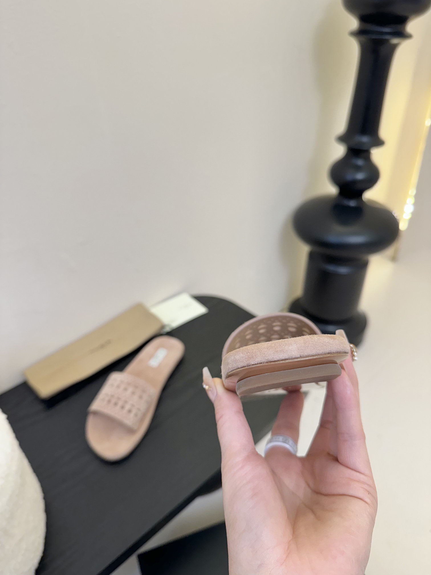 ALAÏA Perforated Suede Flat Slides, Soft Leather Insole, Italian Leather Sole 8 i1742380995 2294 1