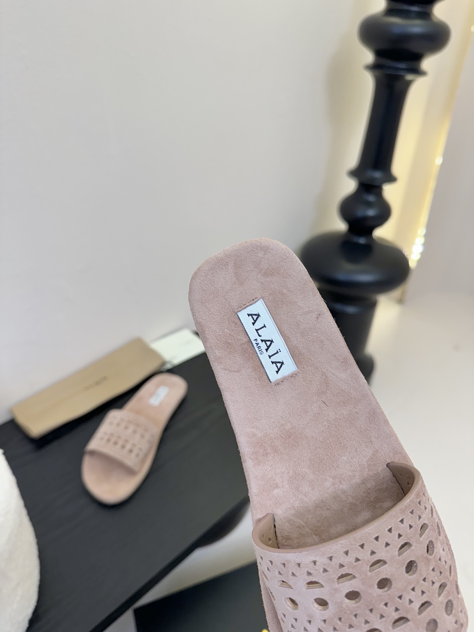 ALAÏA Perforated Suede Flat Slides, Soft Leather Insole, Italian Leather Sole 9 i1742380995 9422 2