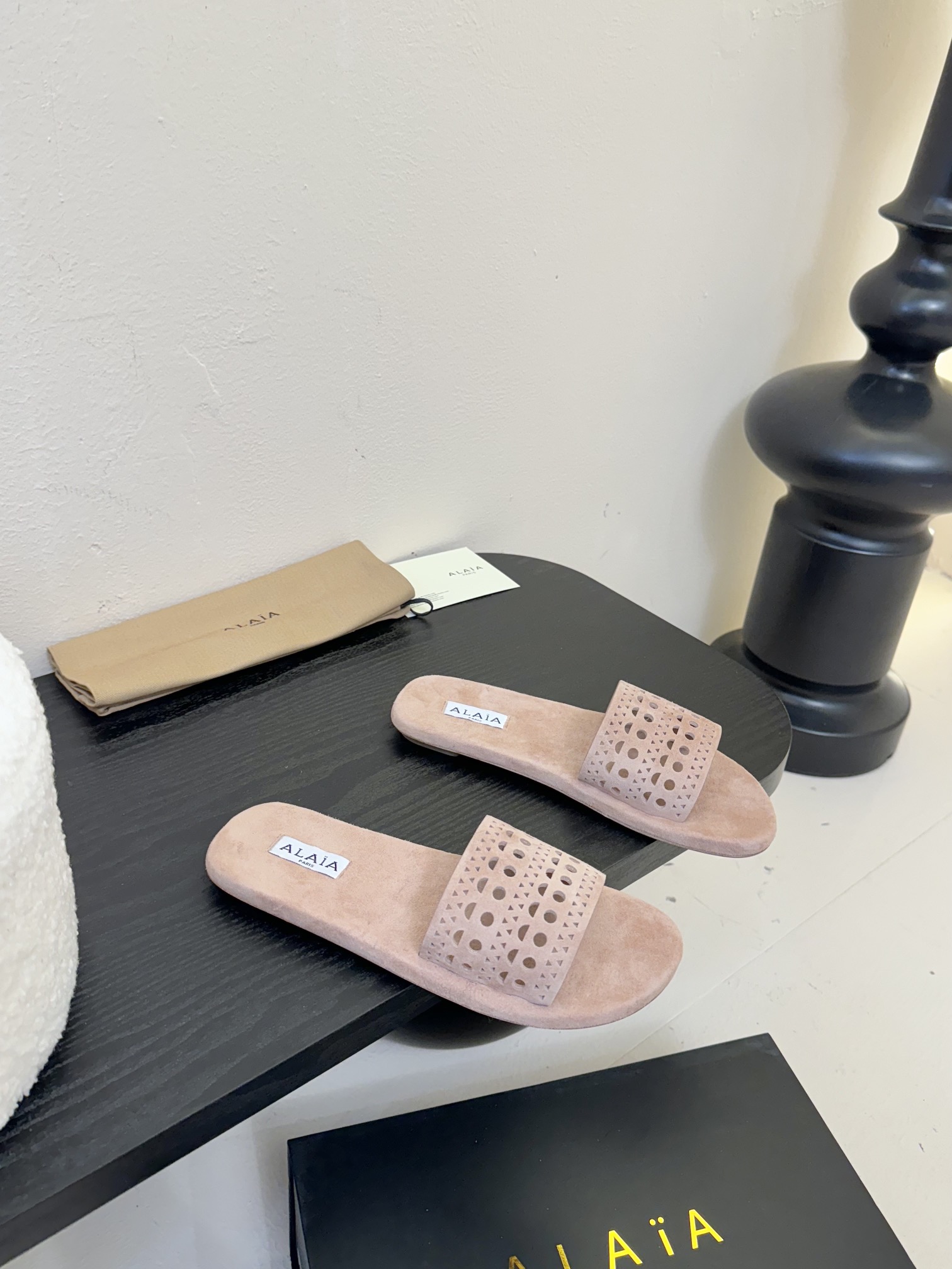 ALAÏA Perforated Suede Flat Slides, Soft Leather Insole, Italian Leather Sole 4 i1742380996 3433 5