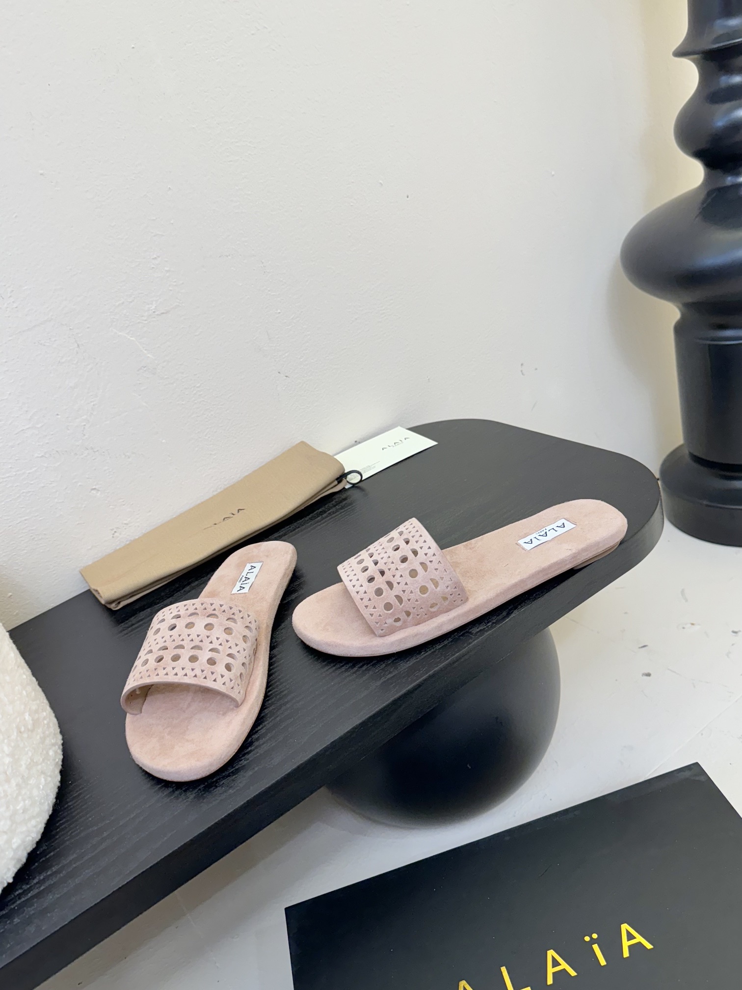 ALAÏA Perforated Suede Flat Slides, Soft Leather Insole, Italian Leather Sole 5 i1742380996 8027 6