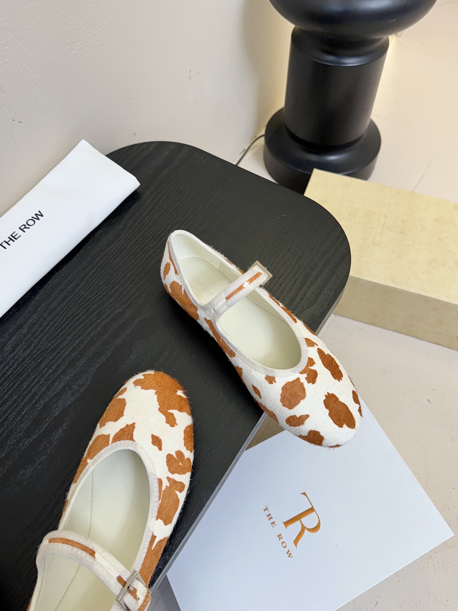The Row Cow Print Mary Jane Ballet Flats Comfortable All-Season Shoes 5 i1742467026 2613 2