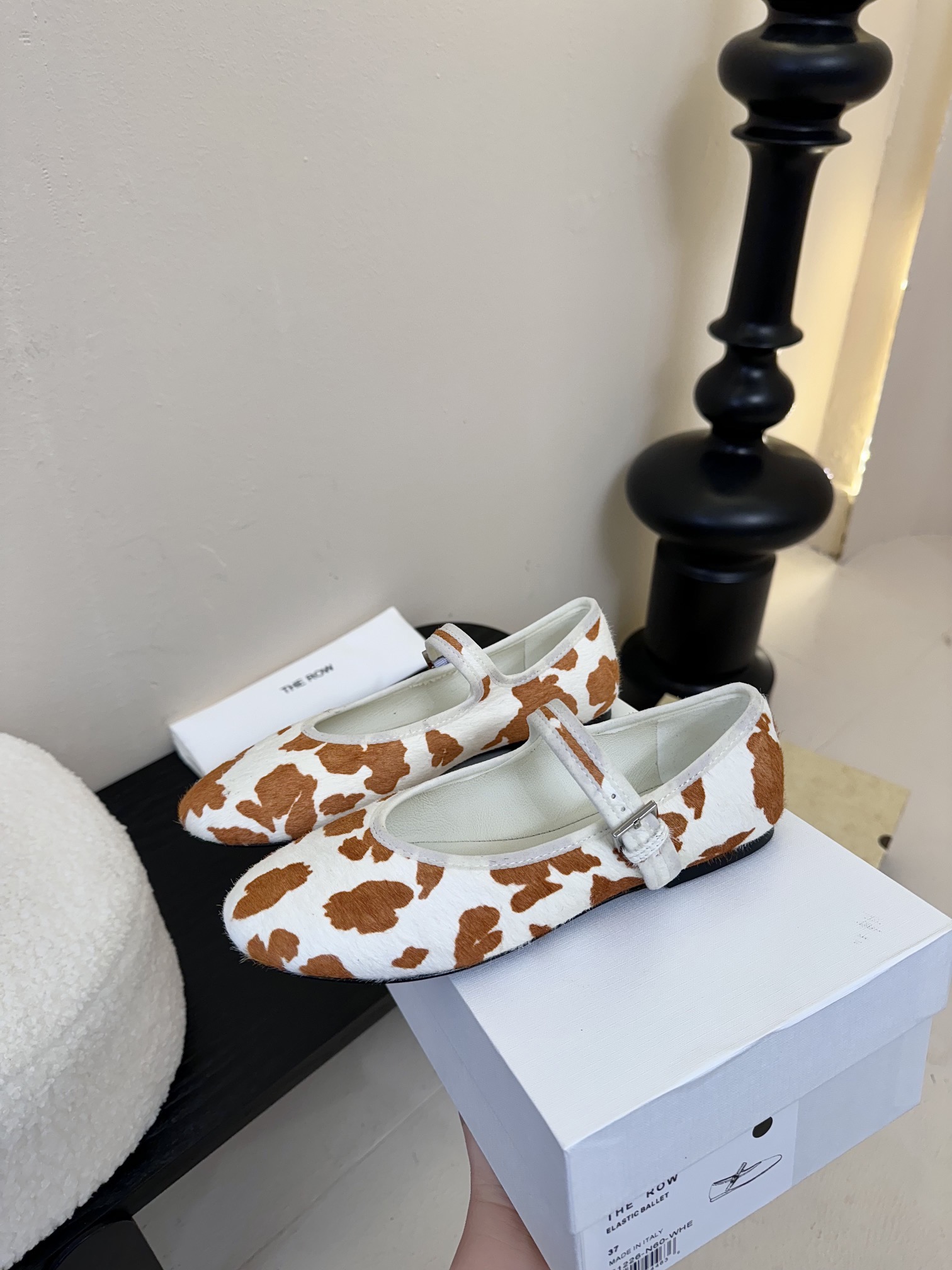 The Row Cow Print Mary Jane Ballet Flats Comfortable All-Season Shoes 6 i1742467026 5345 1