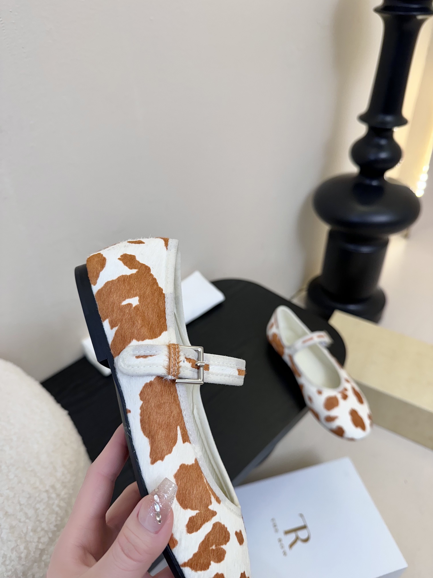 The Row Cow Print Mary Jane Ballet Flats Comfortable All-Season Shoes 7 i1742467027 7850 8