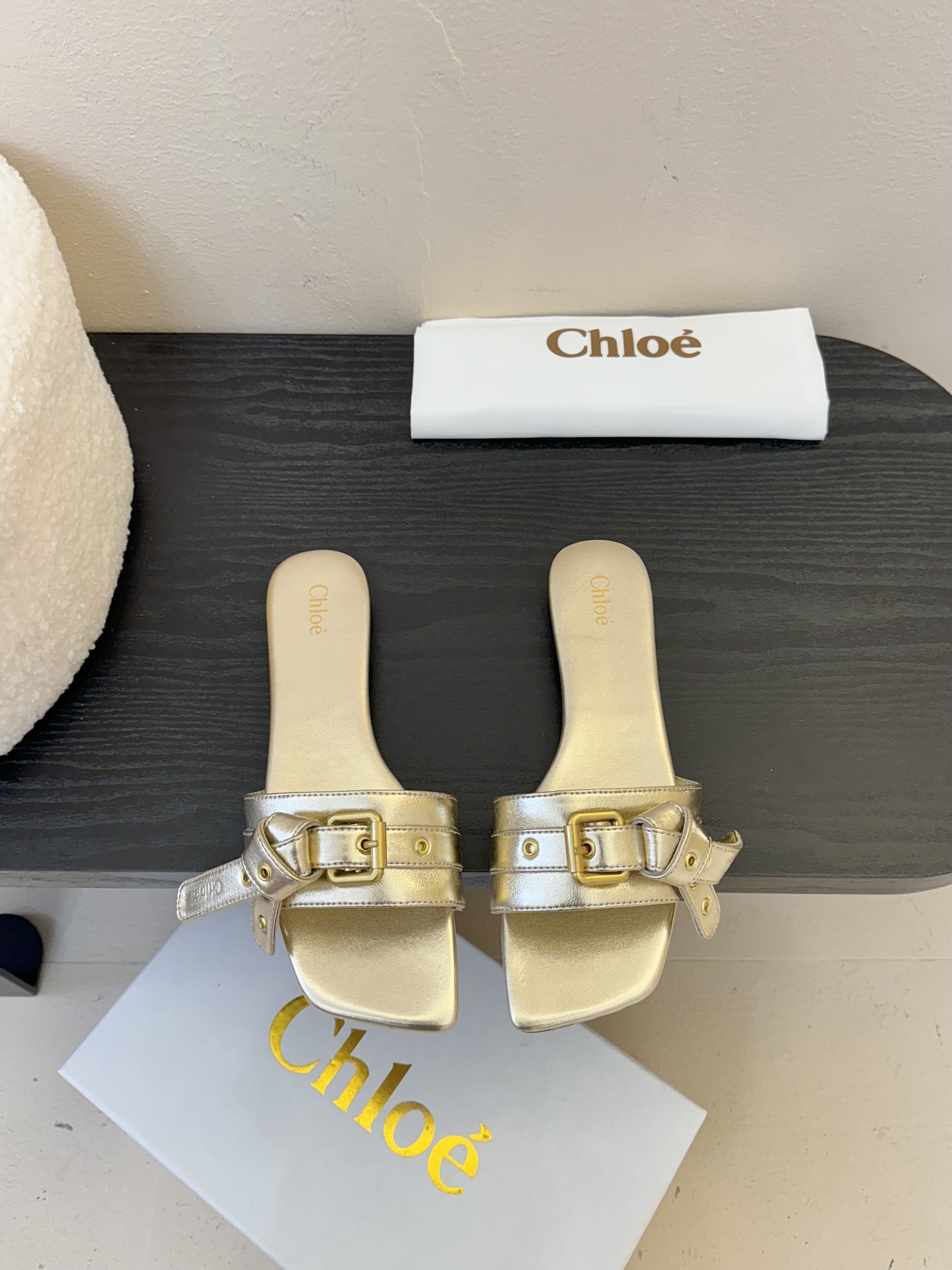 
Chloe 蔻依25春夏新款绝美蝴蝶结扣带方头平底拖鞋！时尚界久违的极简之美🔥
经典时尚配色 毫不费力